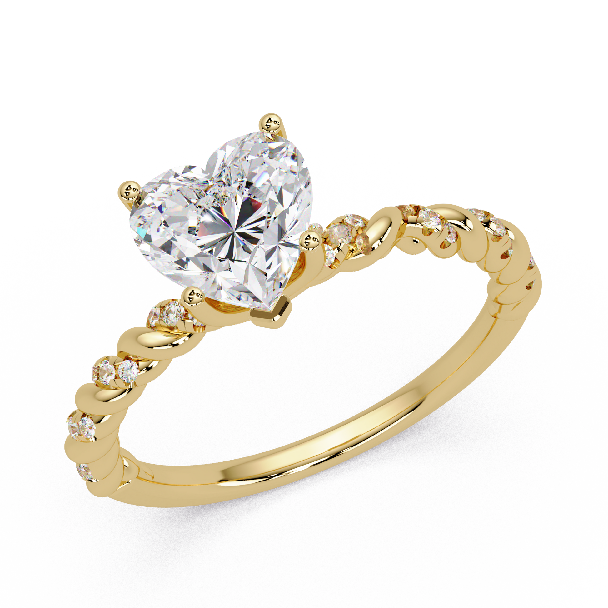 Heart Cut Lab Grown Diamond Twisted Shank Ring