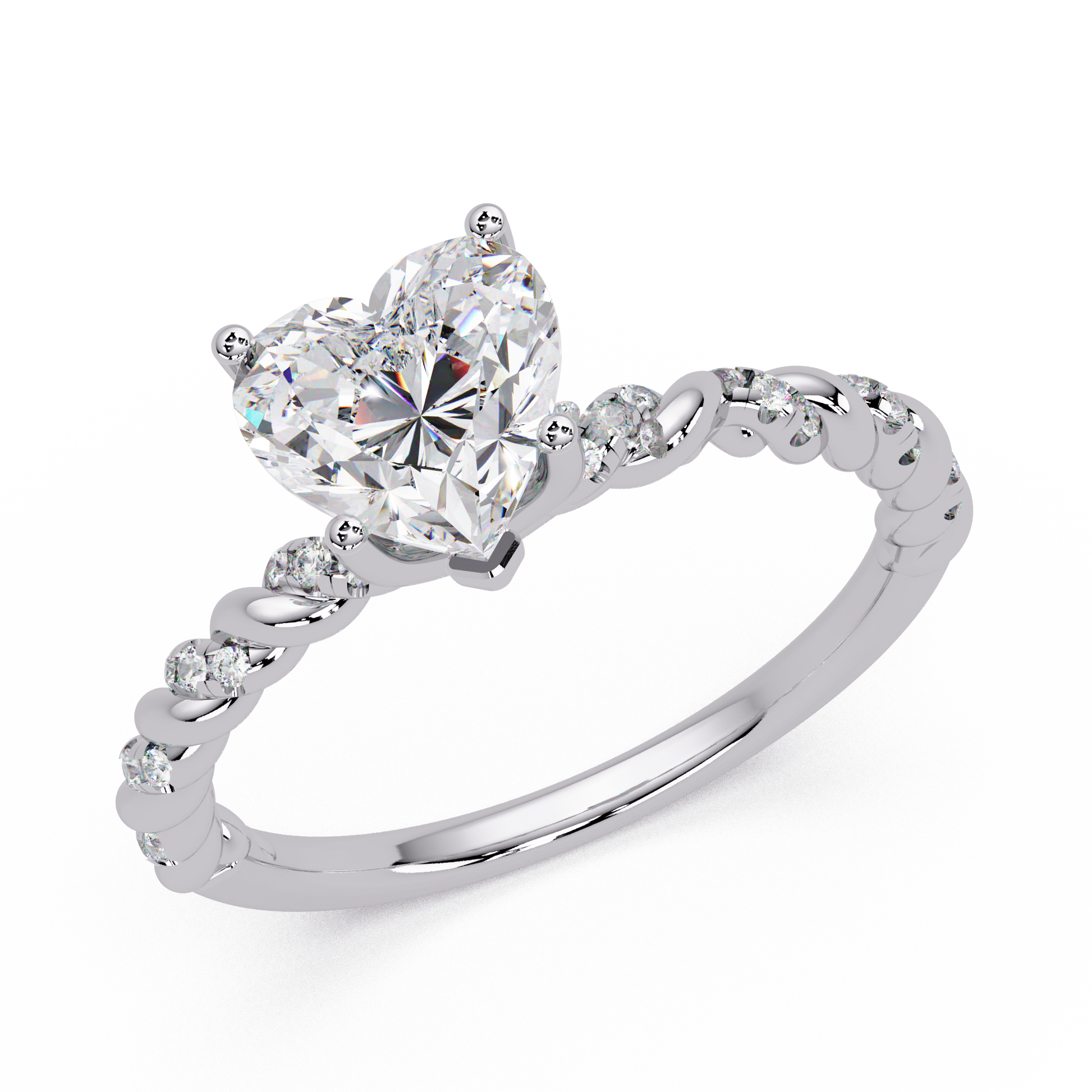 Heart Cut Lab Grown Diamond Twisted Shank Ring