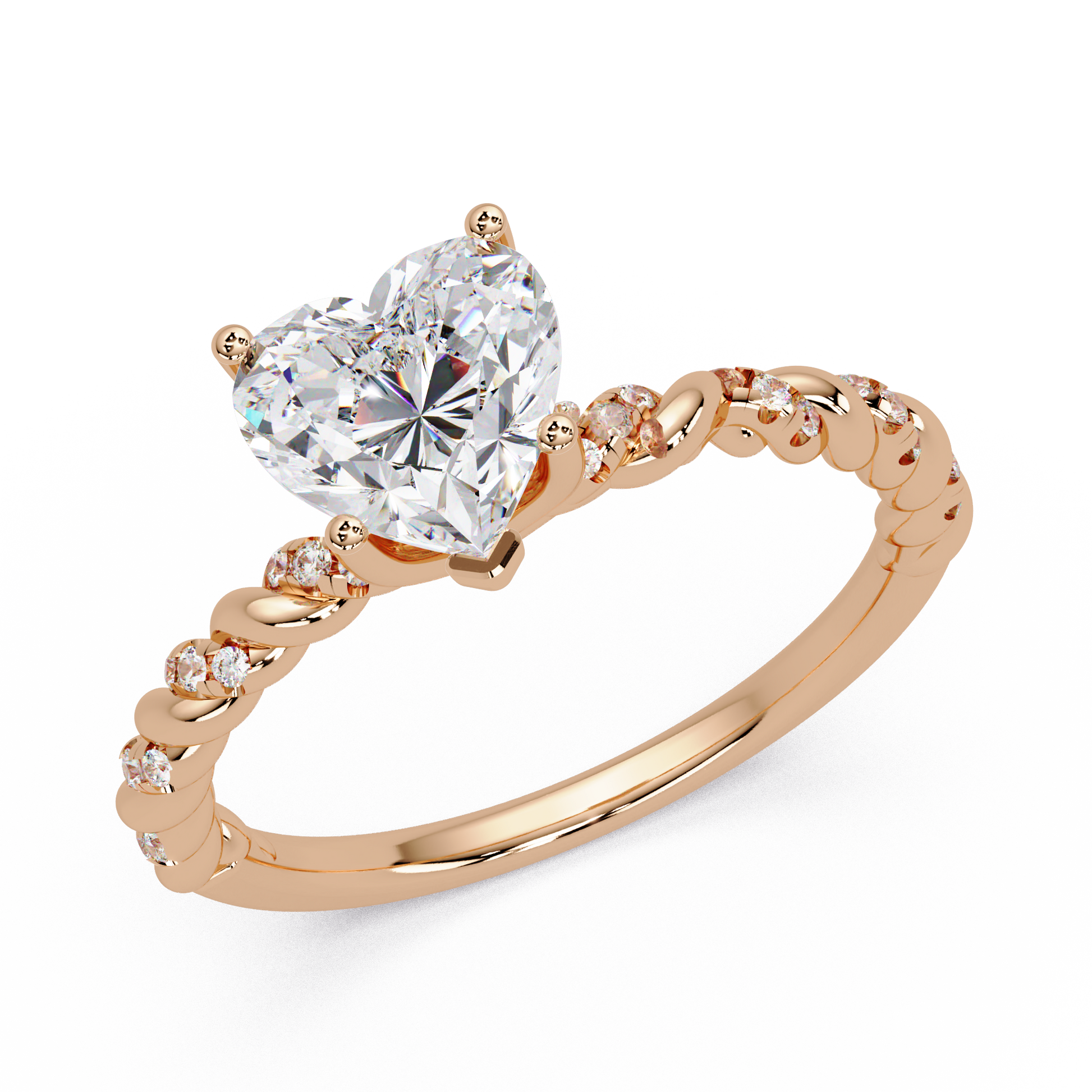 Heart Cut Lab Grown Diamond Twisted Shank Ring