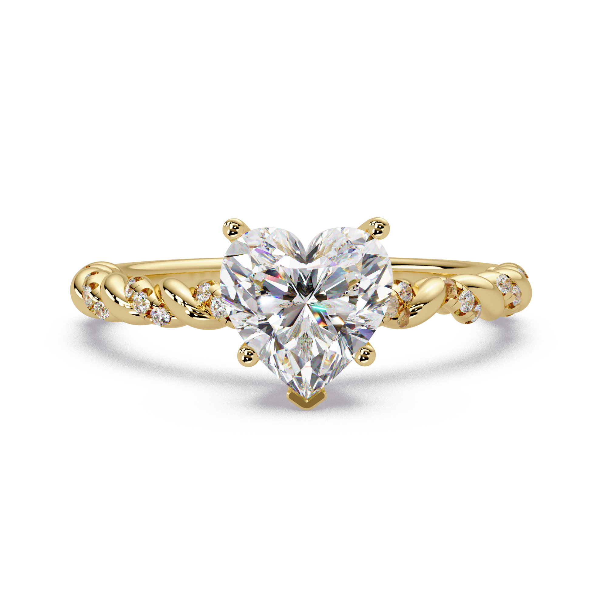 Heart Cut Lab Grown Diamond Twisted Shank Ring