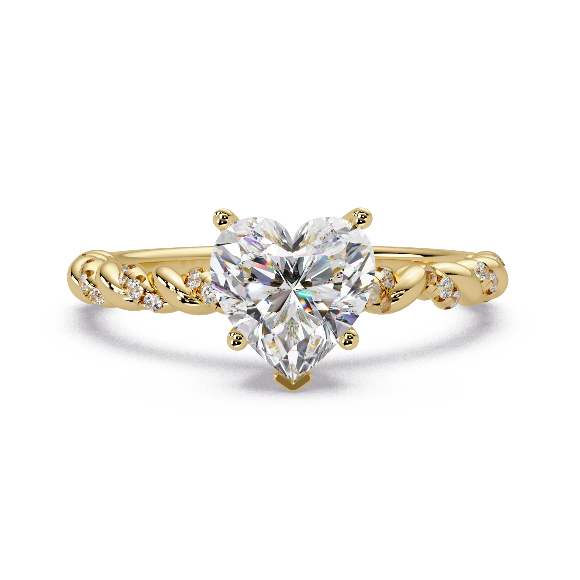Heart Cut Lab Grown Diamond Twisted Shank Ring