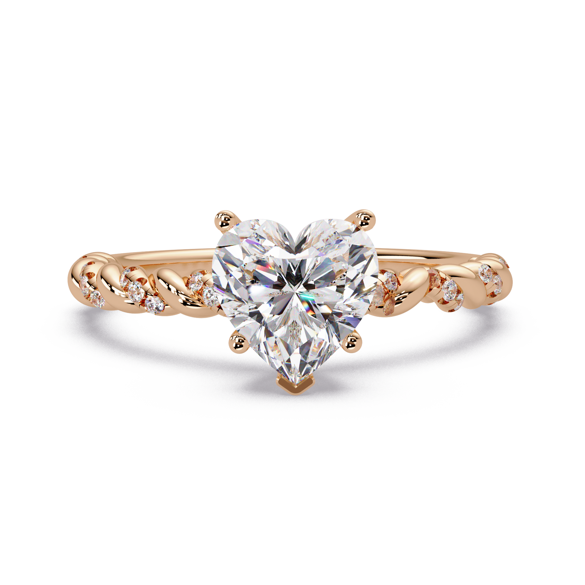 Heart Cut Lab Grown Diamond Twisted Shank Ring