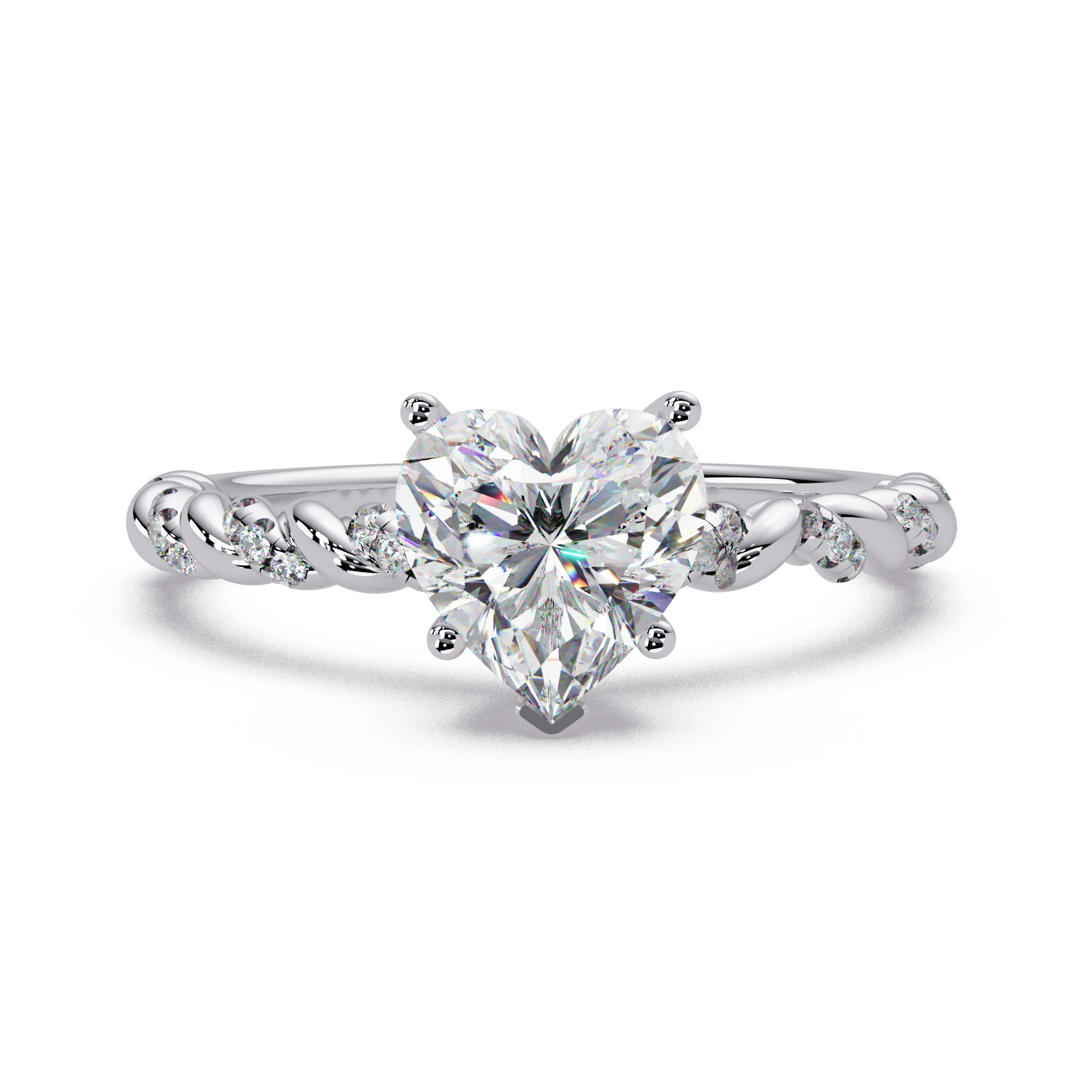 Heart Cut Lab Grown Diamond Twisted Shank Ring