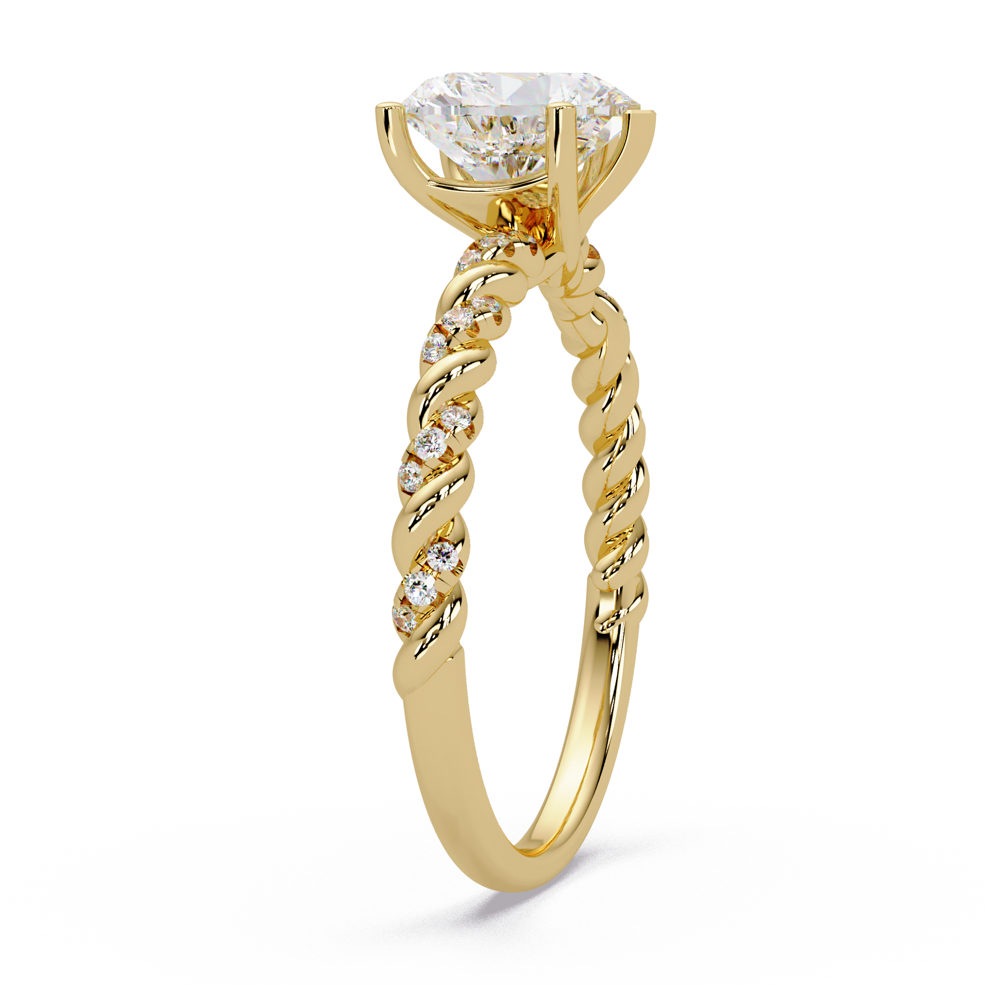 Heart Cut Lab Grown Diamond Twisted Shank Ring