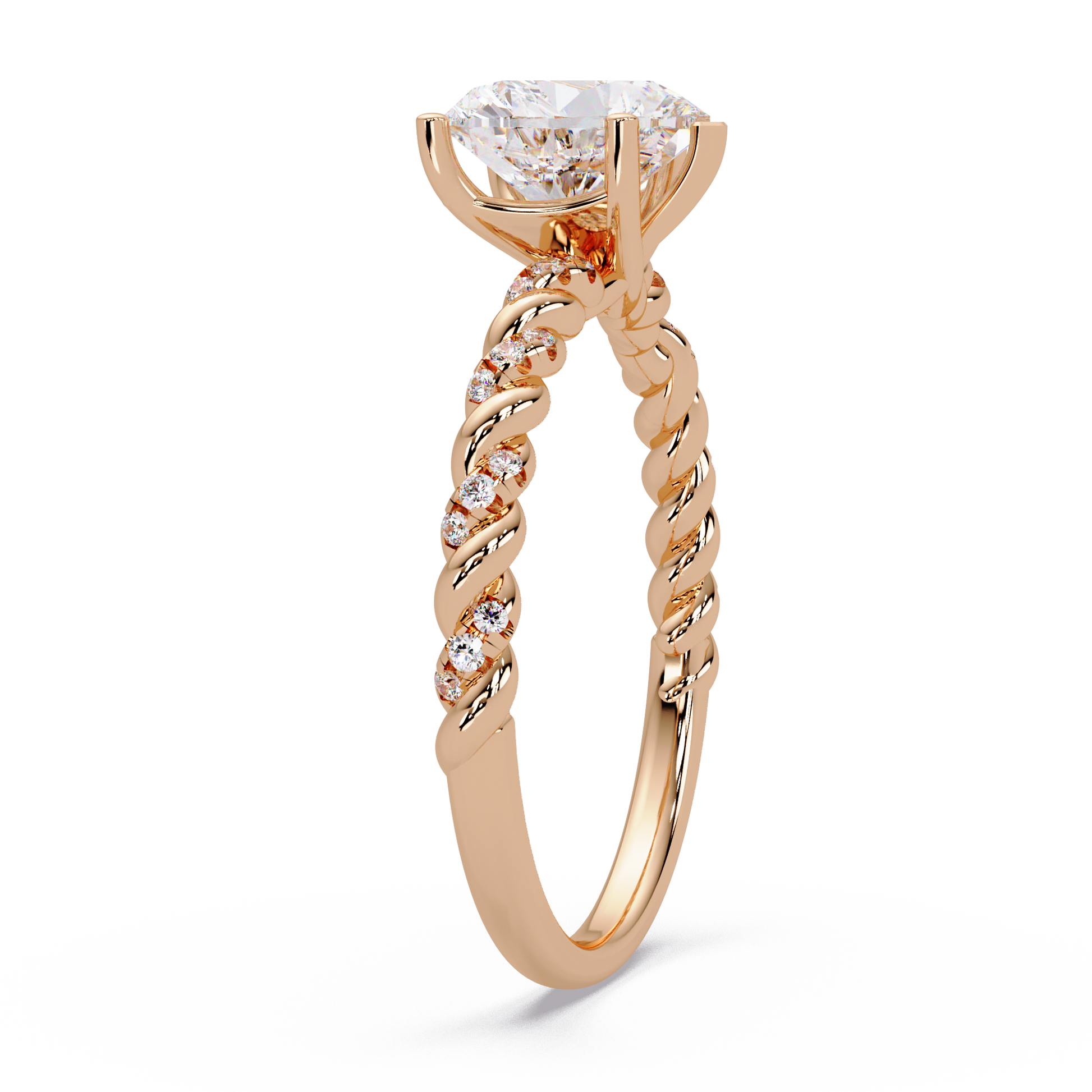 Heart Cut Lab Grown Diamond Twisted Shank Ring