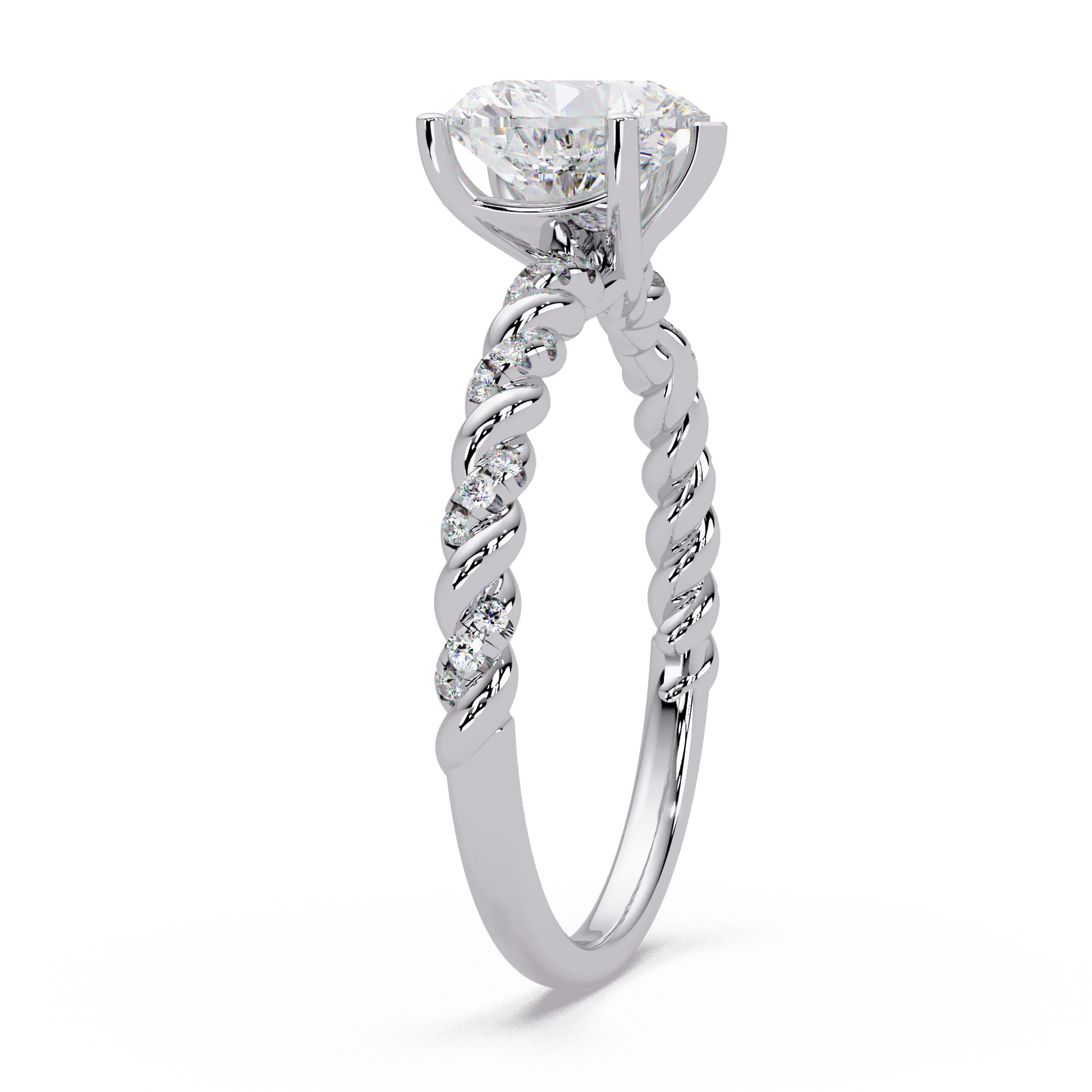 Heart Cut Lab Grown Diamond Twisted Shank Ring