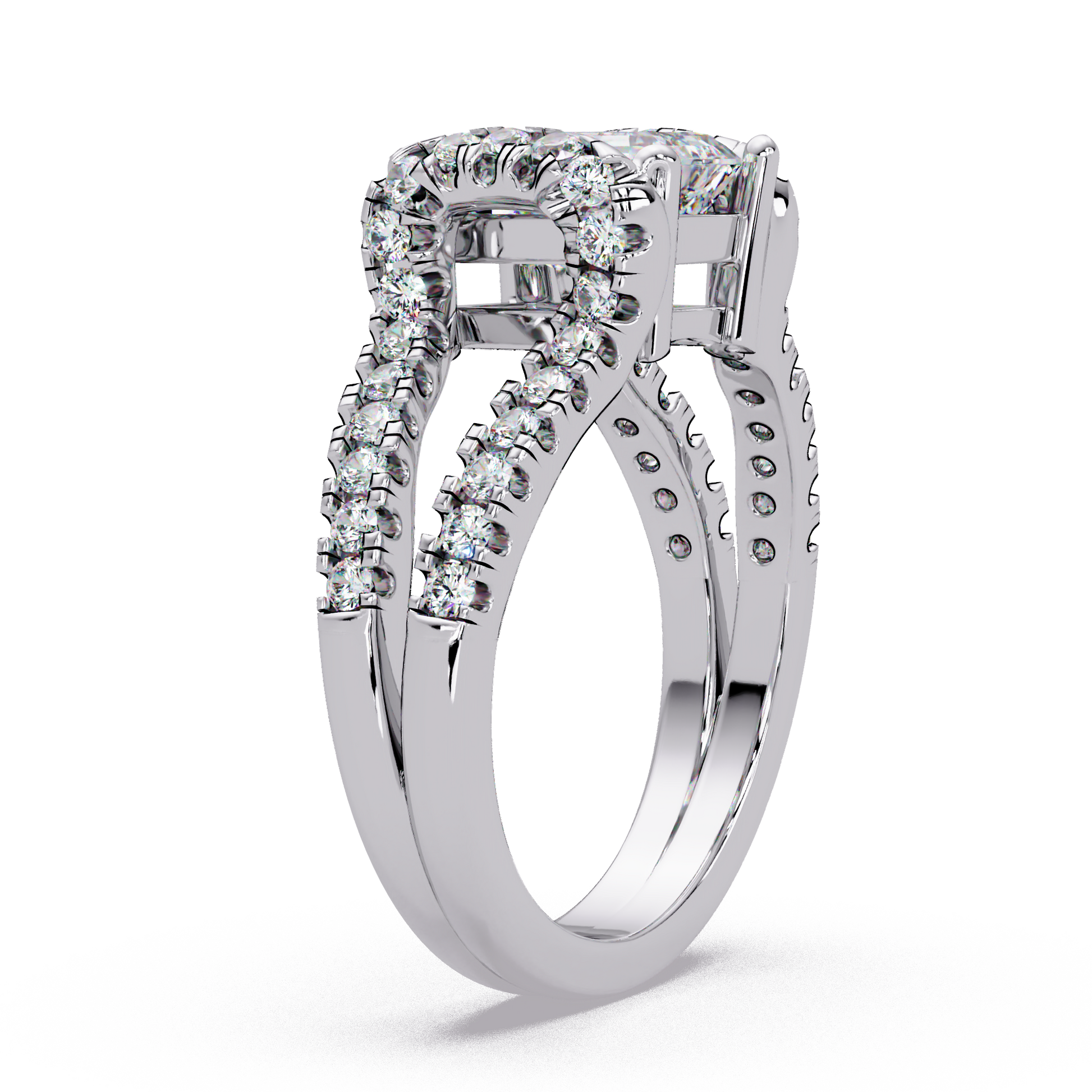Emerald Cut Lab Grown Diamond in Split Shank