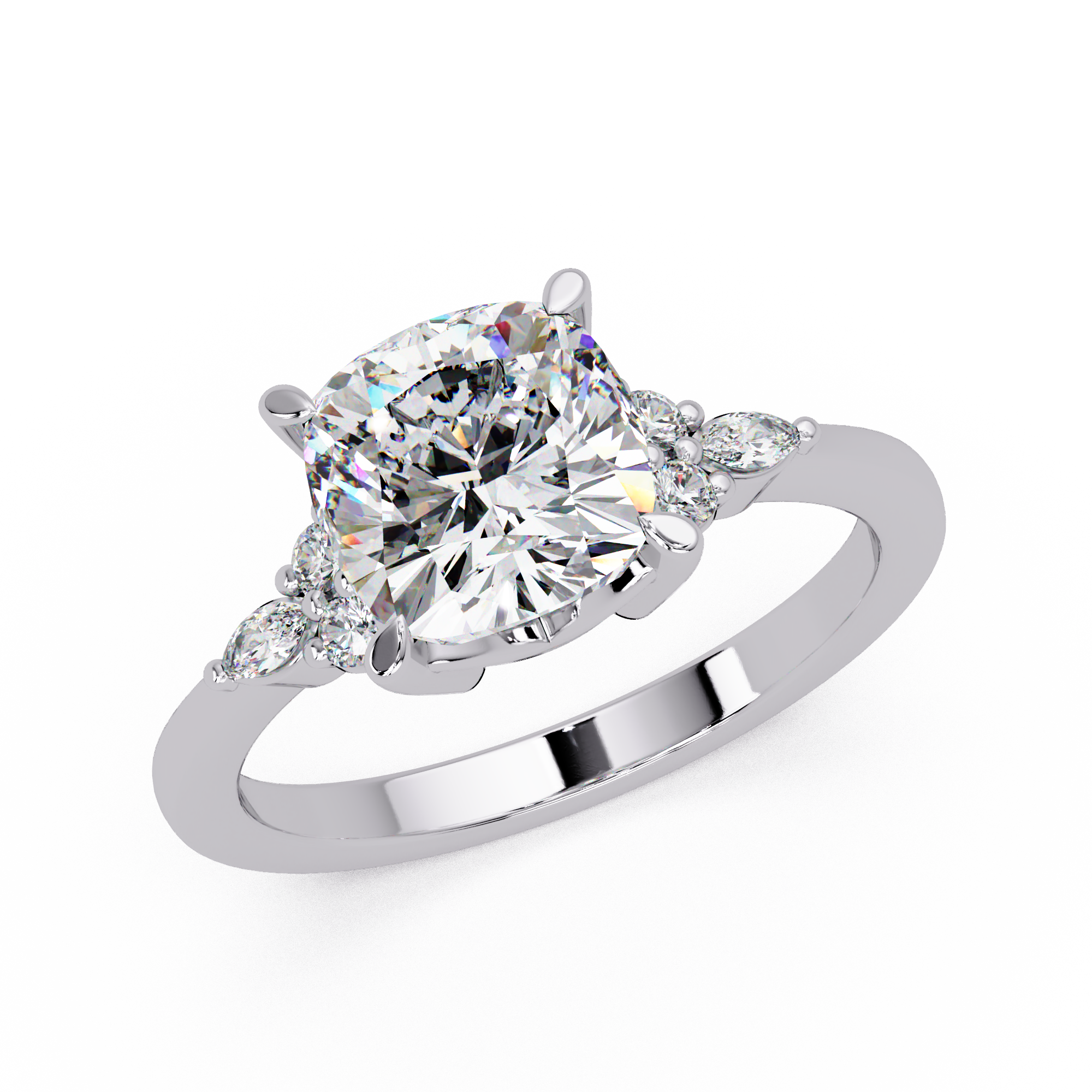 Cushion Cut Lab Grown Diamond Engagement Ring