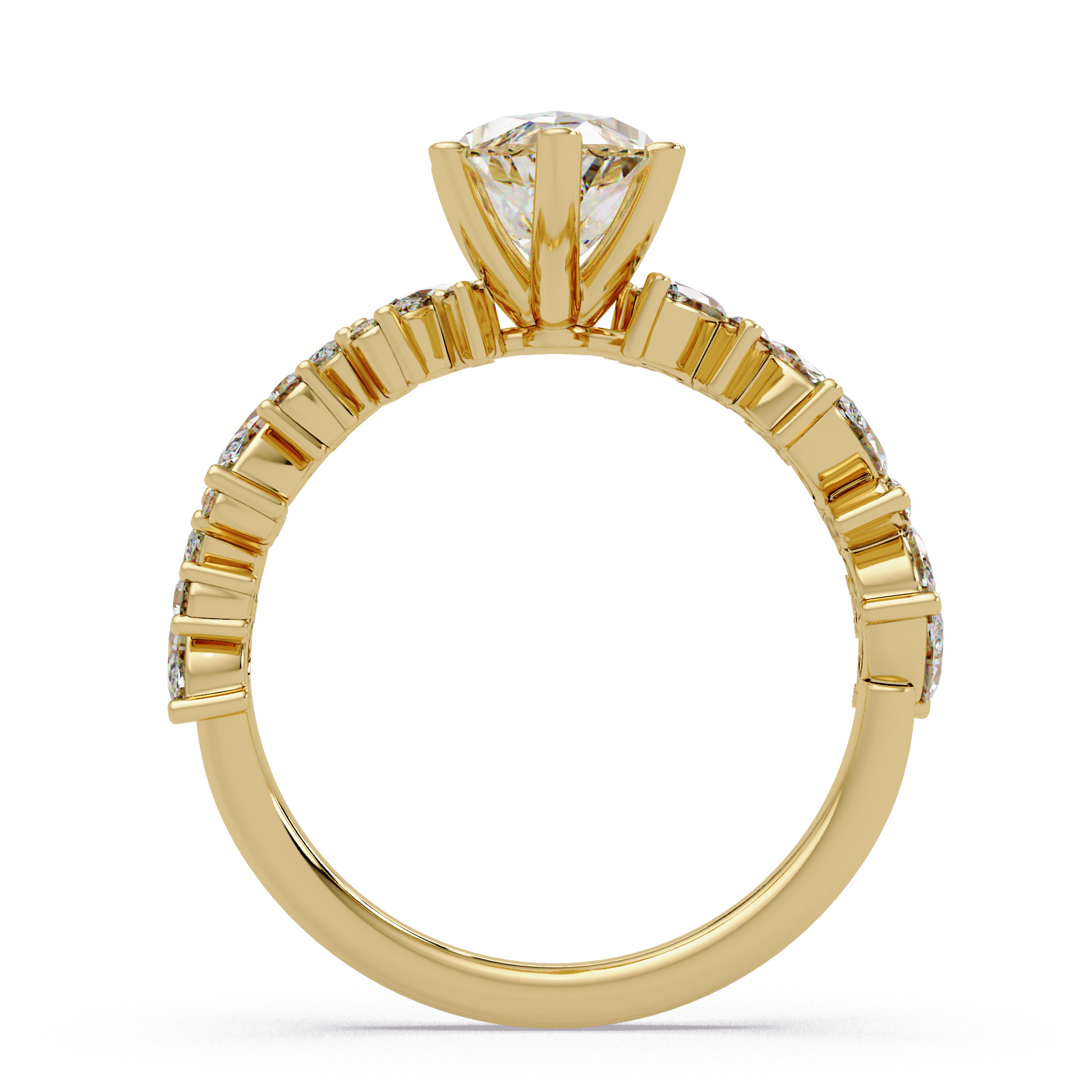Marquise Cut Lab Grown Diamond Accented Shank