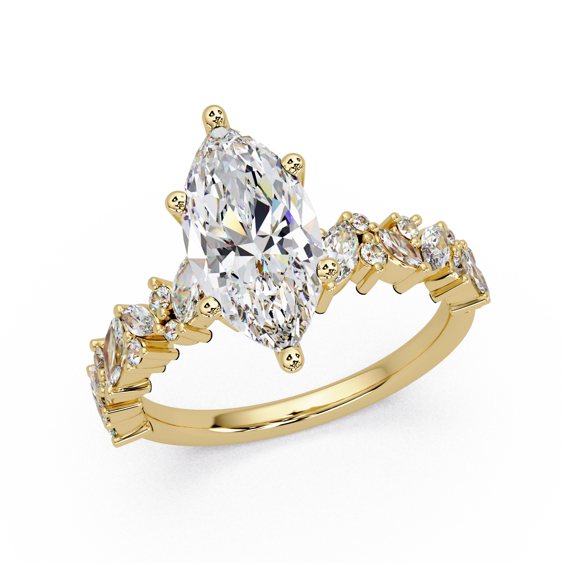 Marquise Cut Lab Grown Diamond Accented Shank