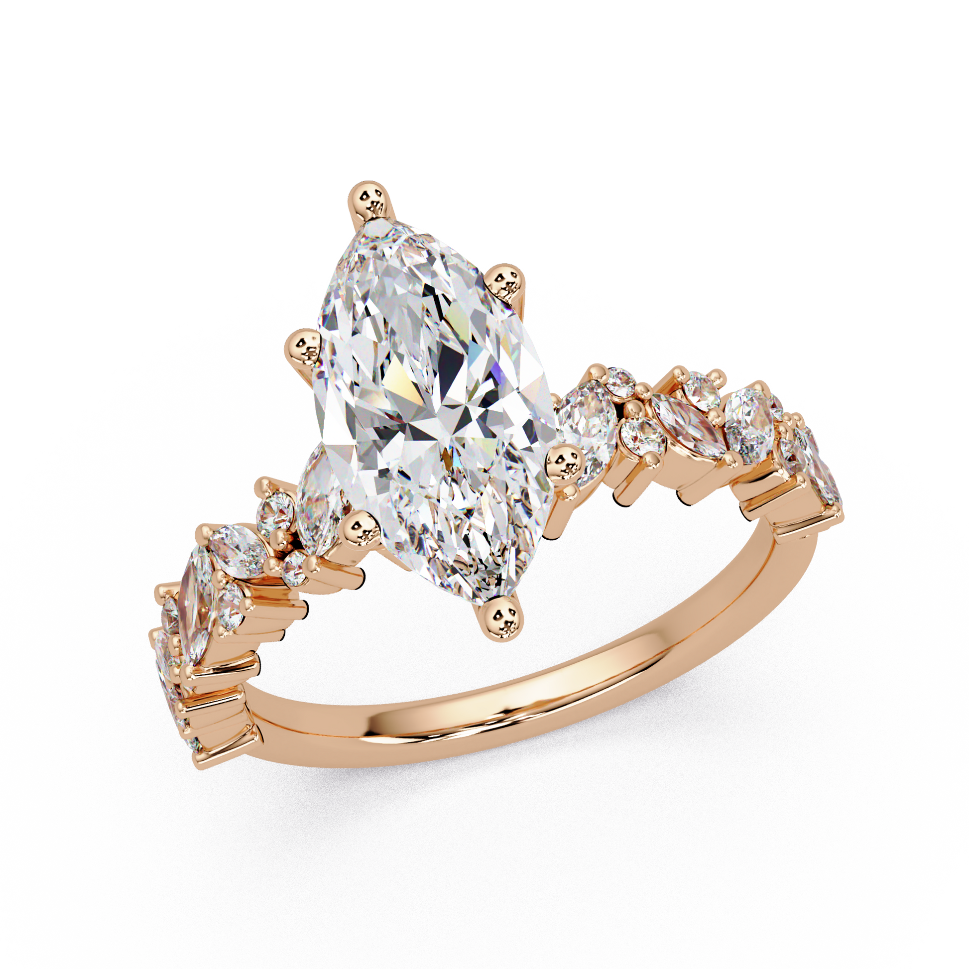 Marquise Cut Lab Grown Diamond Accented Shank