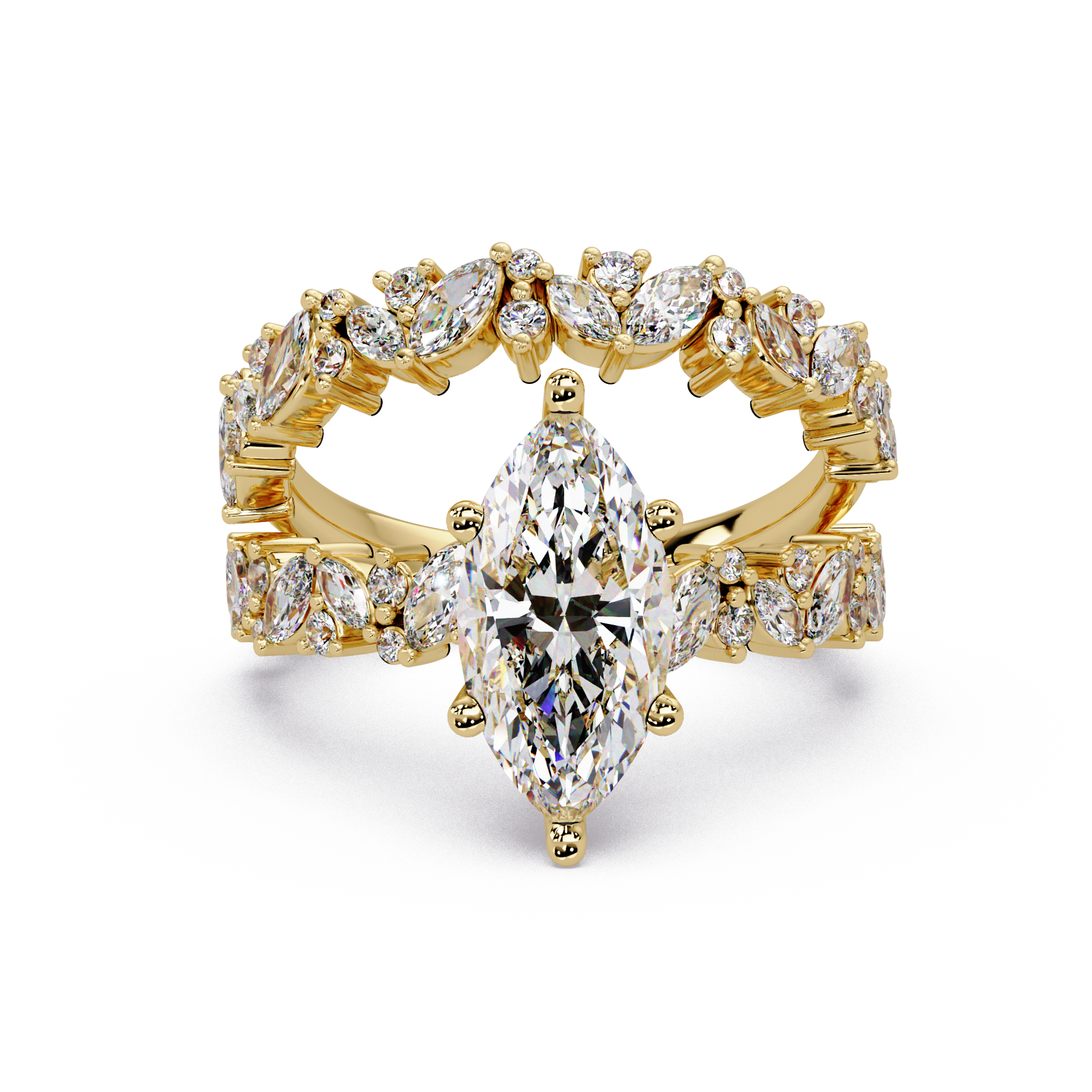 Marquise Cut Lab Grown Diamond Accented Shank
