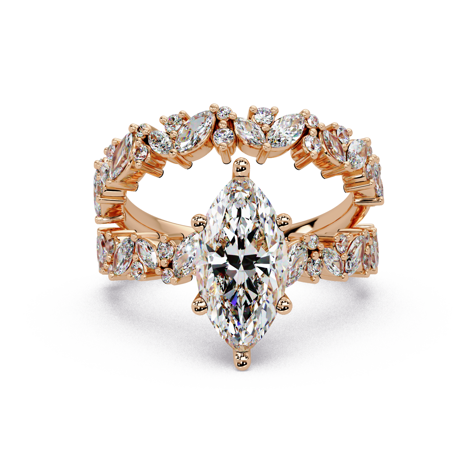 Marquise Cut Lab Grown Diamond Accented Shank