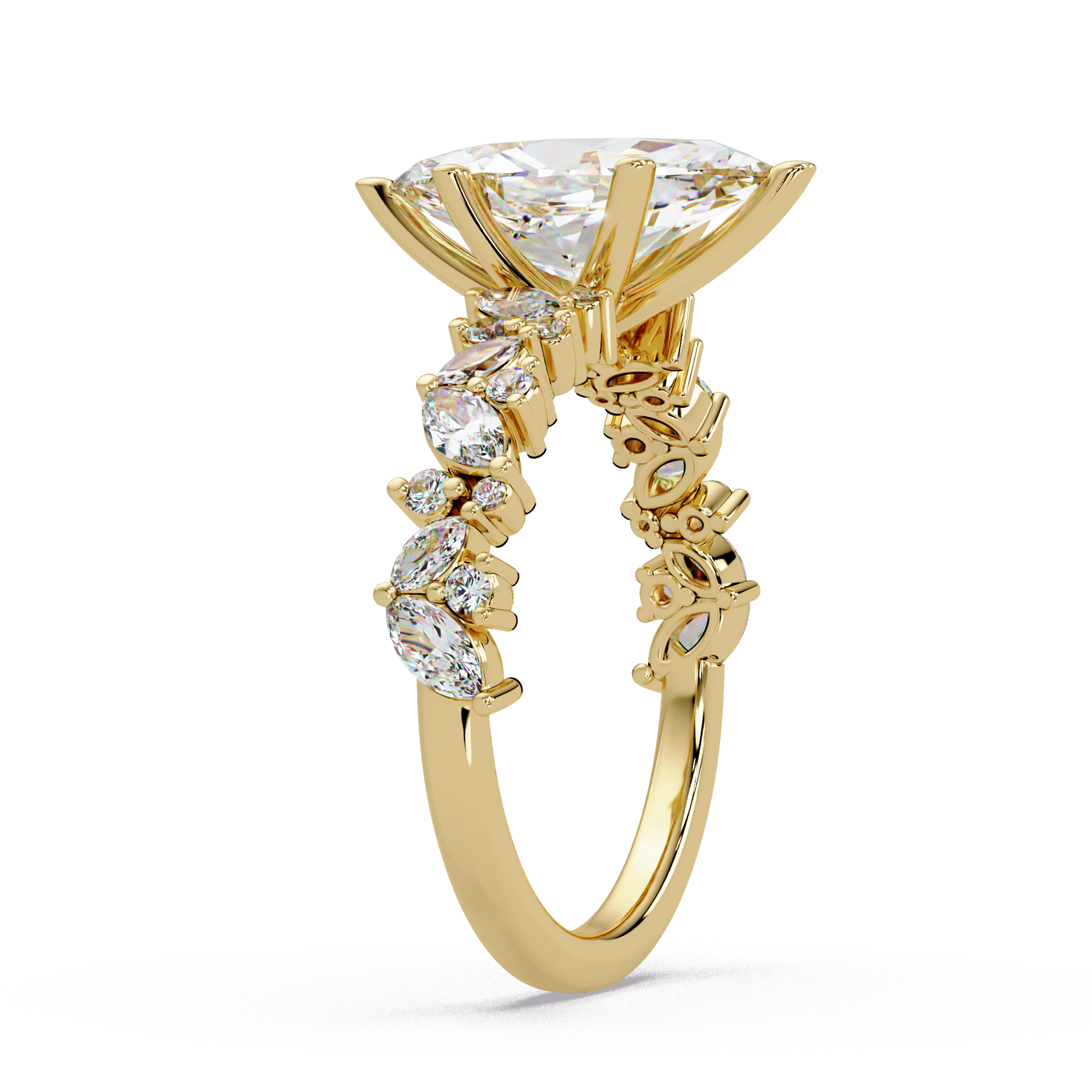 Marquise Cut Lab Grown Diamond Accented Shank