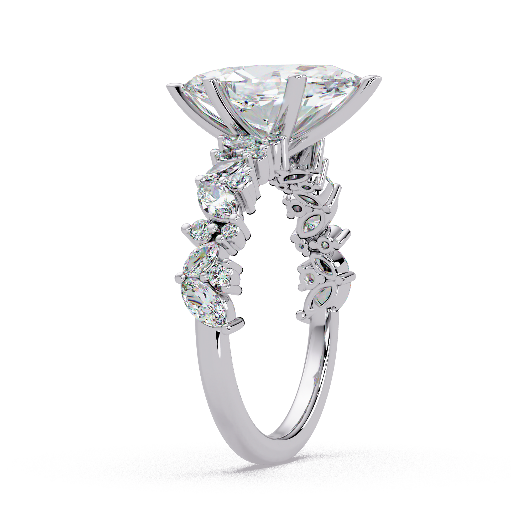 Marquise Cut Lab Grown Diamond Accented Shank