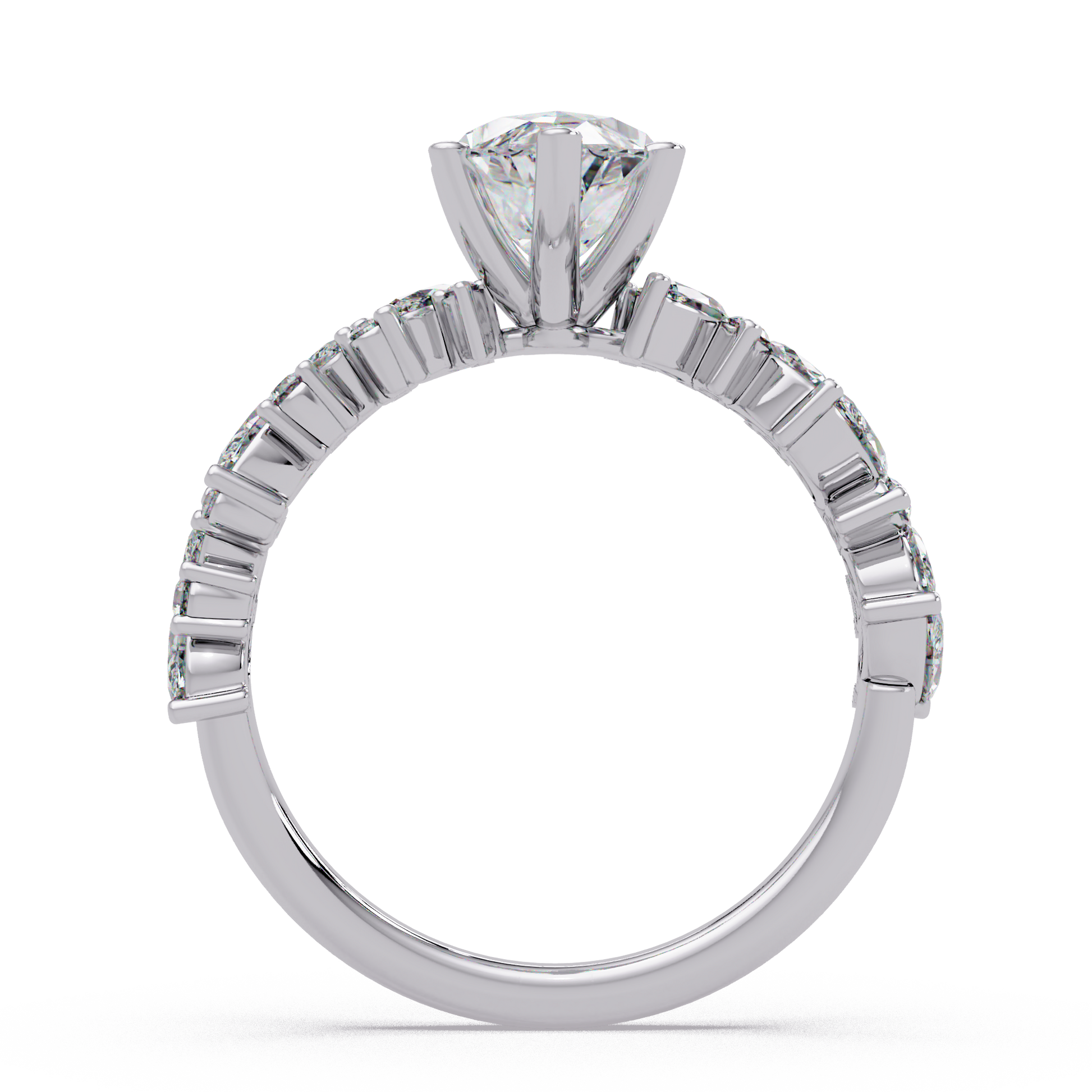Marquise Cut Lab Grown Diamond Accented Shank