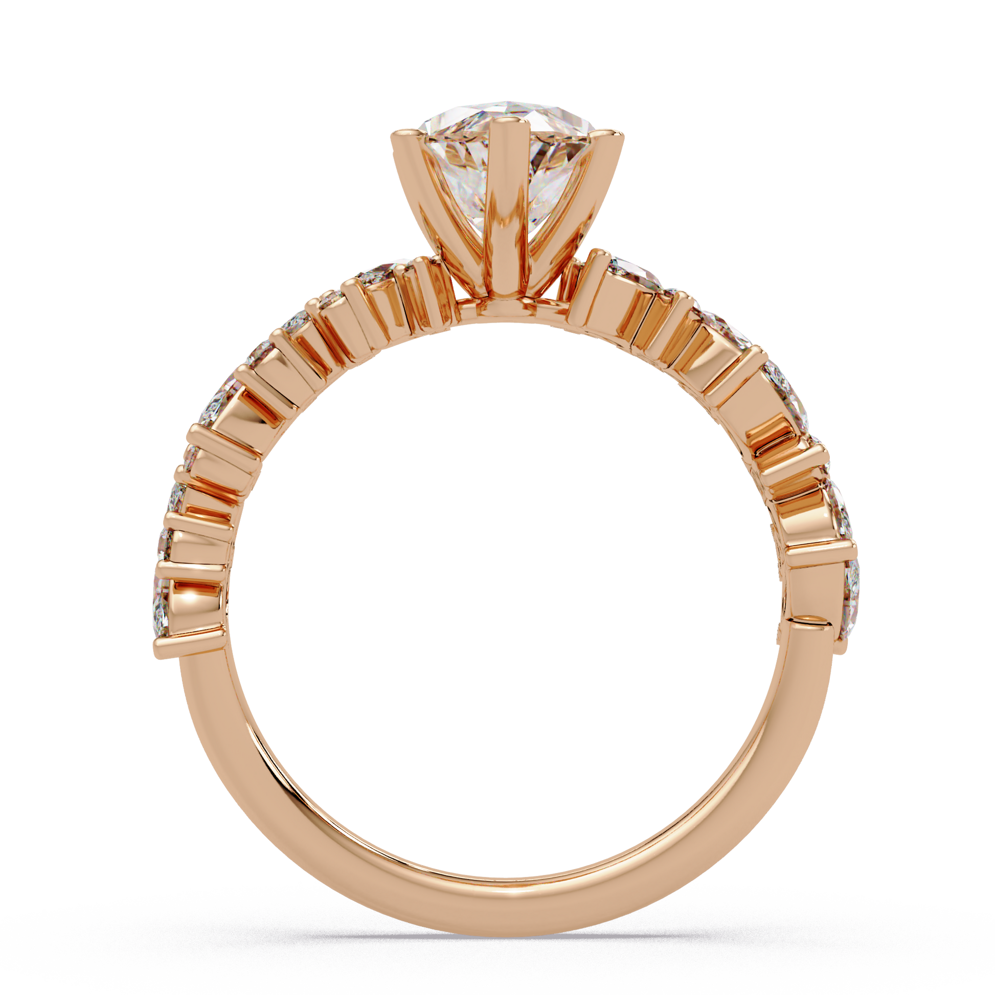 Marquise Cut Lab Grown Diamond Accented Shank