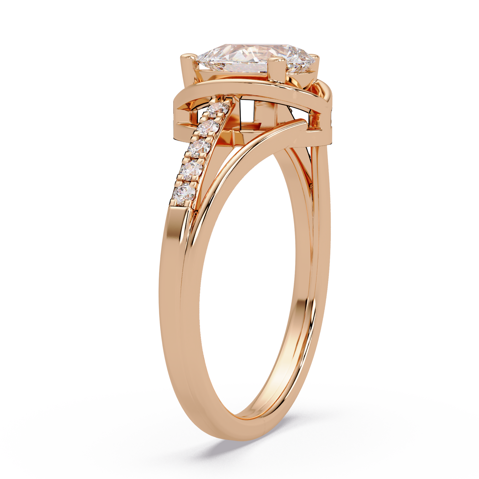 Pear Cut Lab Grown Diamond Engagement Ring in Split Shank