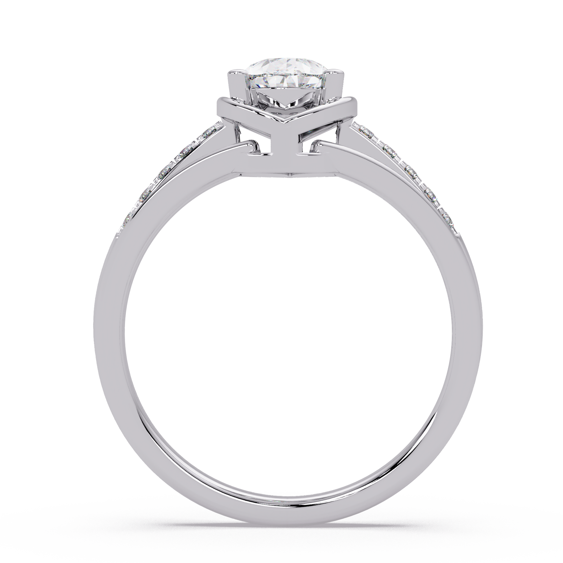 Pear Cut Lab Grown Diamond Engagement Ring in Split Shank