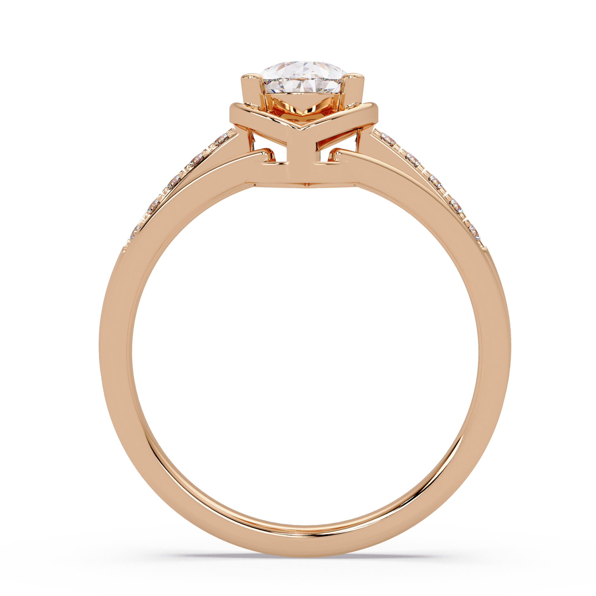 Pear Cut Lab Grown Diamond Engagement Ring in Split Shank