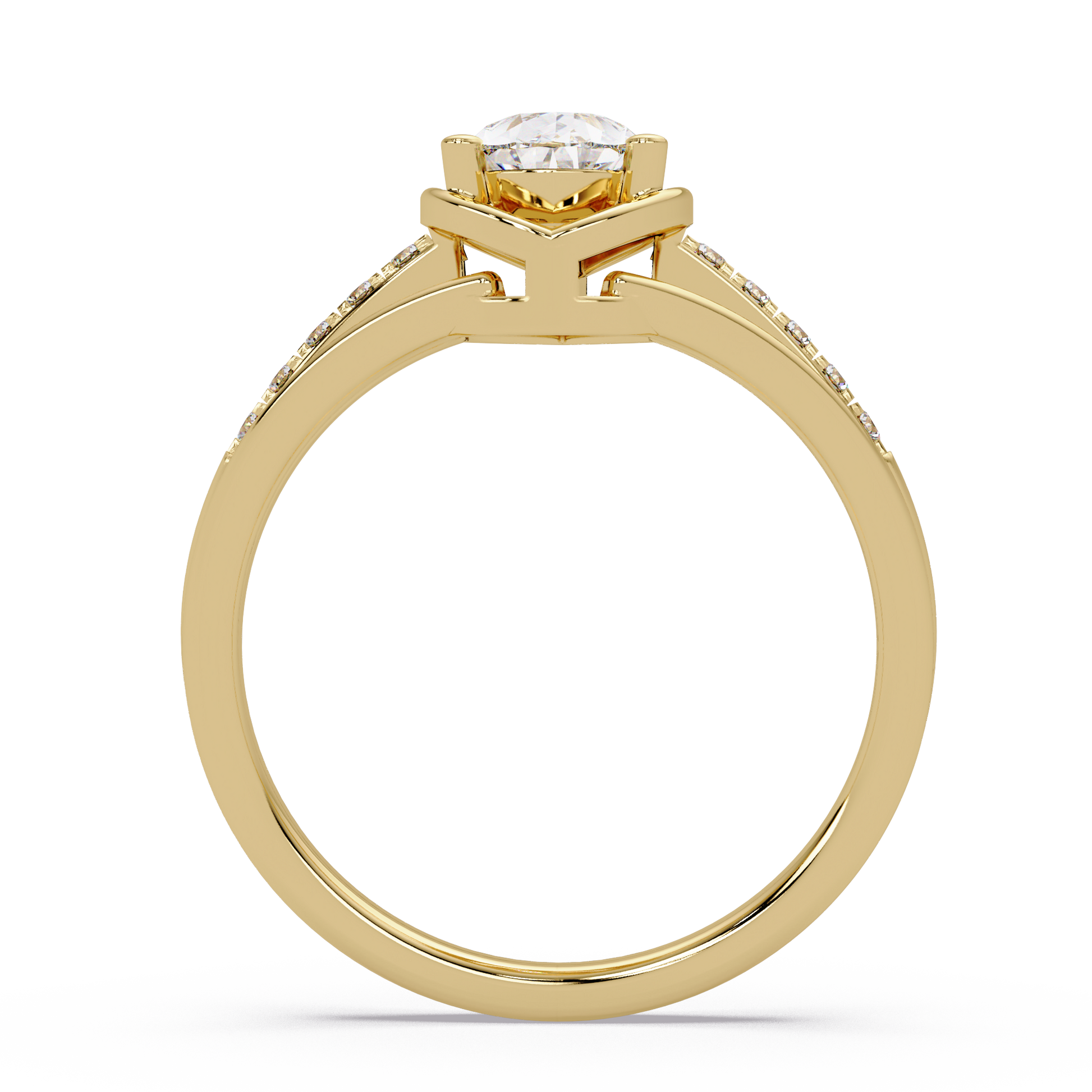 Pear Cut Lab Grown Diamond Engagement Ring in Split Shank
