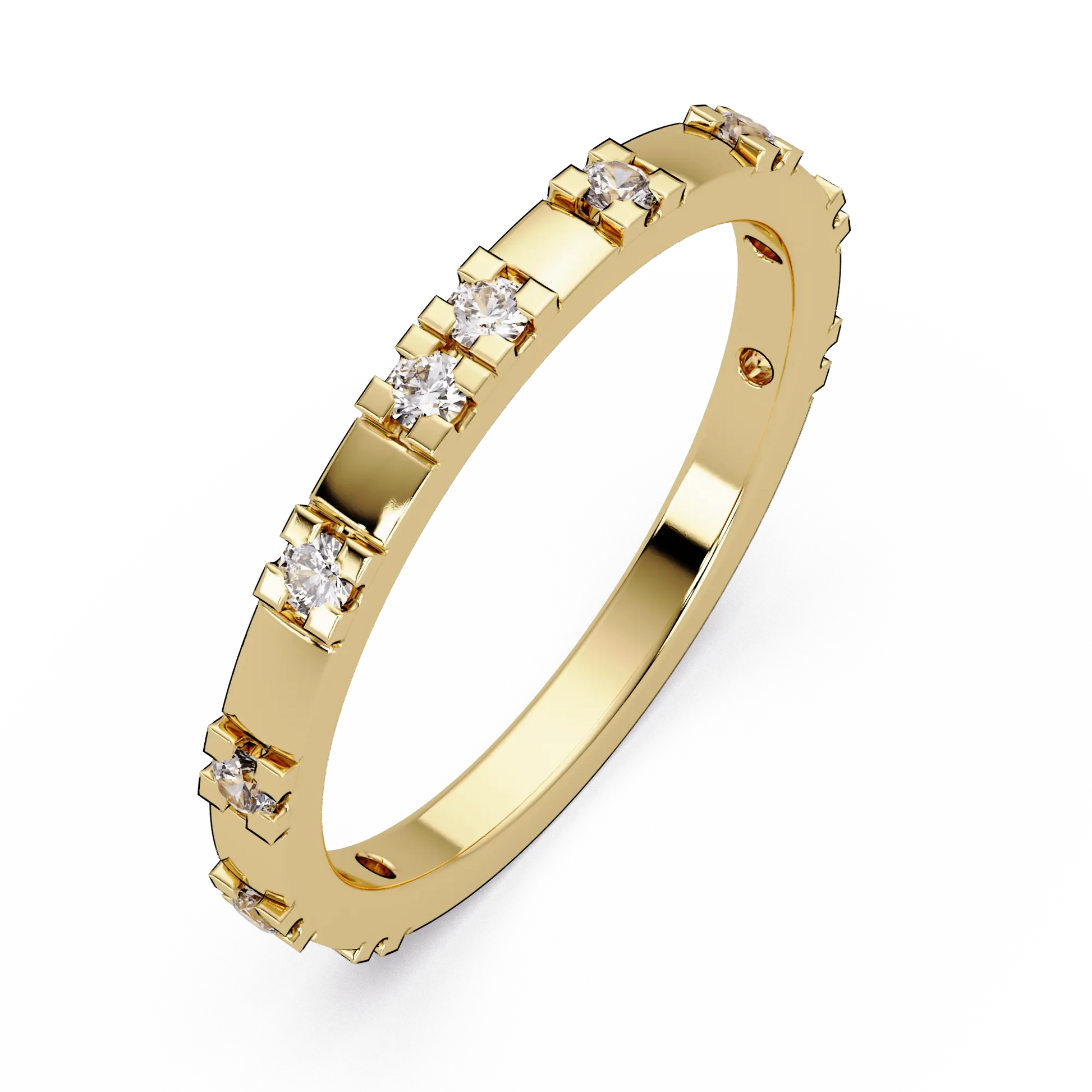 Lab Grown Diamond Wedding Band & Modern Geometric Diamond Stackable Ring
