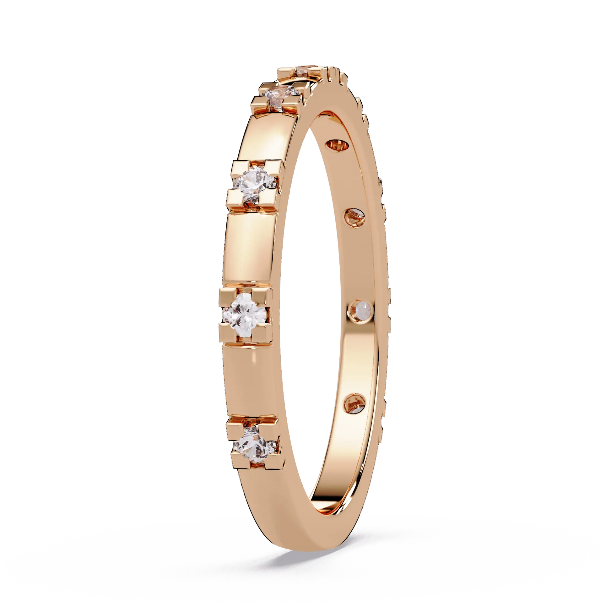 Lab Grown Diamond Wedding Band & Modern Geometric Diamond Stackable Ring