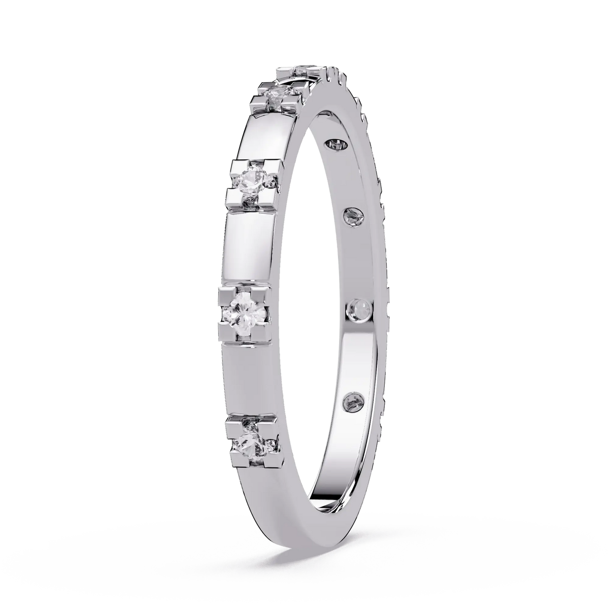 Lab Grown Diamond Wedding Band & Modern Geometric Diamond Stackable Ring