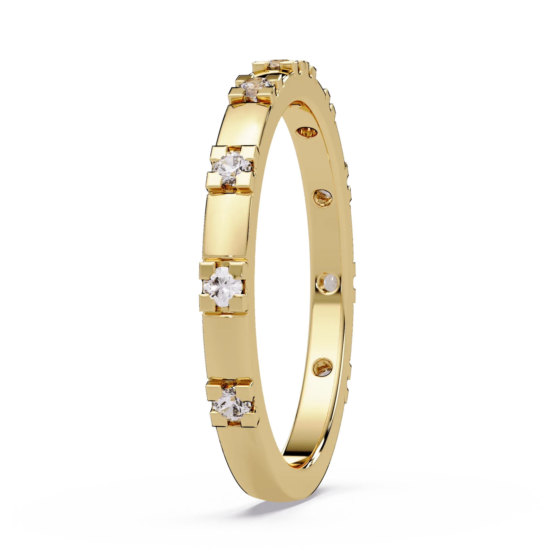 Lab Grown Diamond Wedding Band & Modern Geometric Diamond Stackable Ring