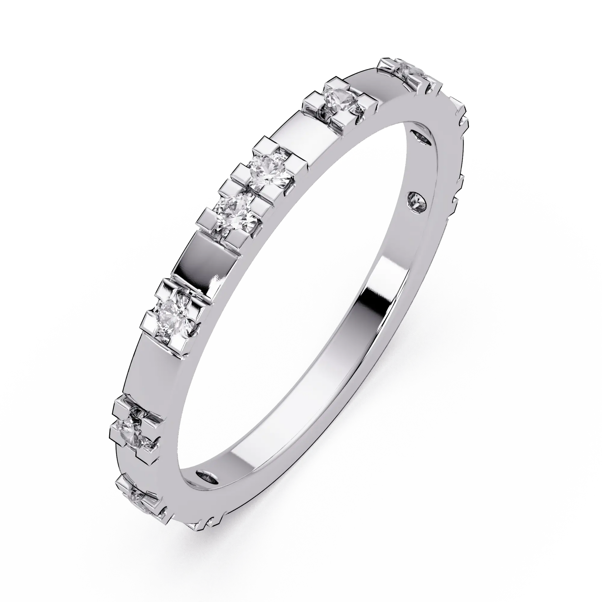 Lab Grown Diamond Wedding Band & Modern Geometric Diamond Stackable Ring
