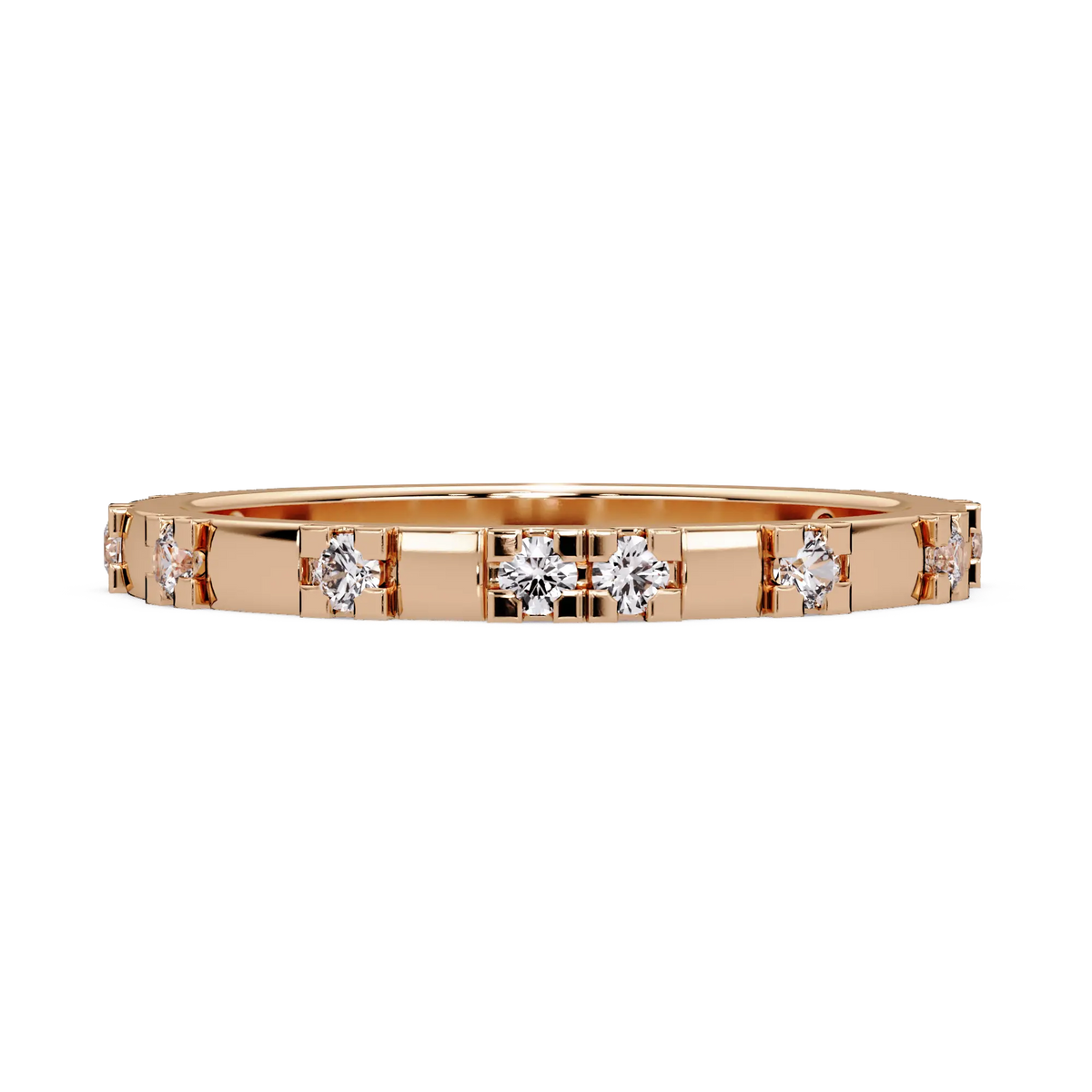 Lab Grown Diamond Wedding Band & Modern Geometric Diamond Stackable Ring