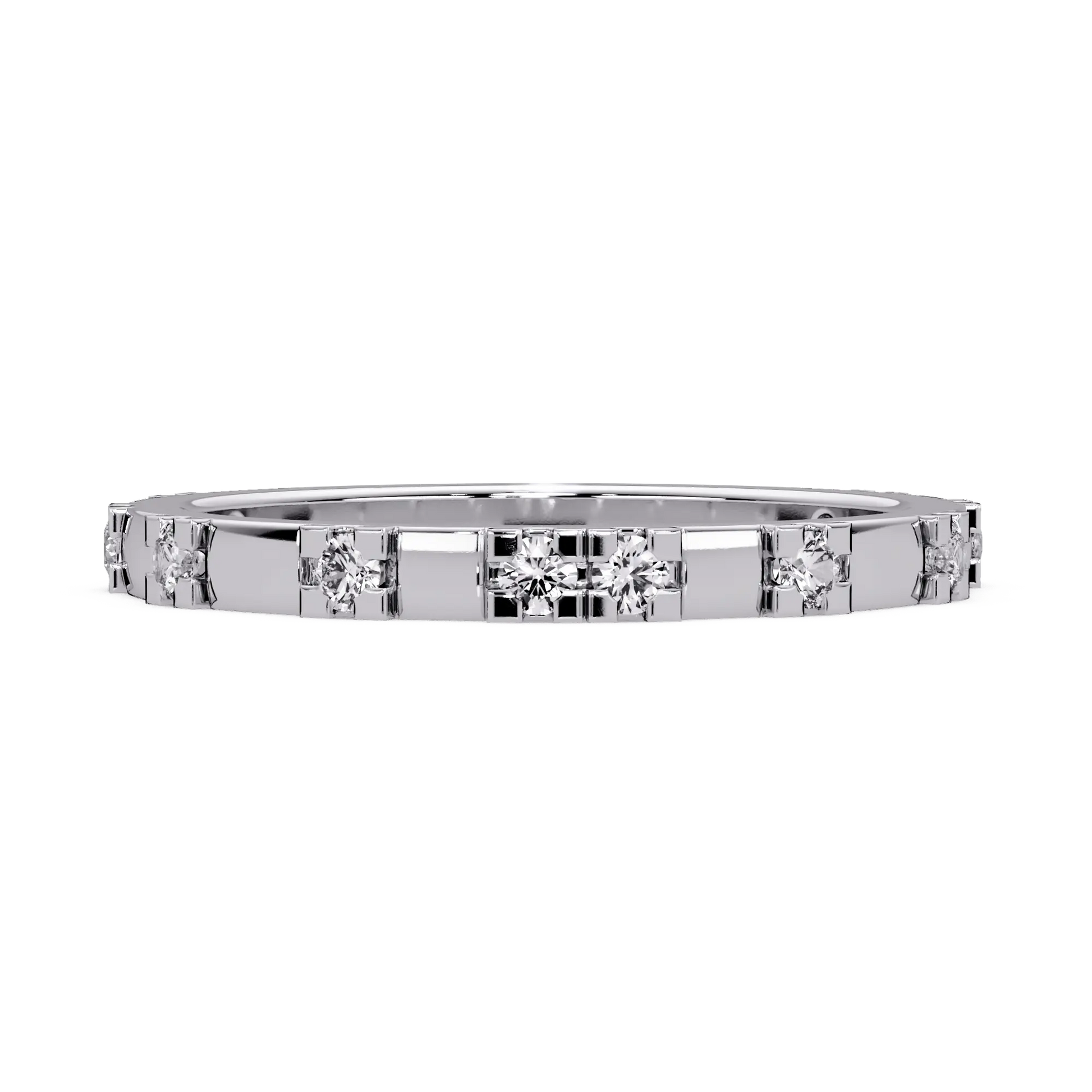 Lab Grown Diamond Wedding Band & Modern Geometric Diamond Stackable Ring