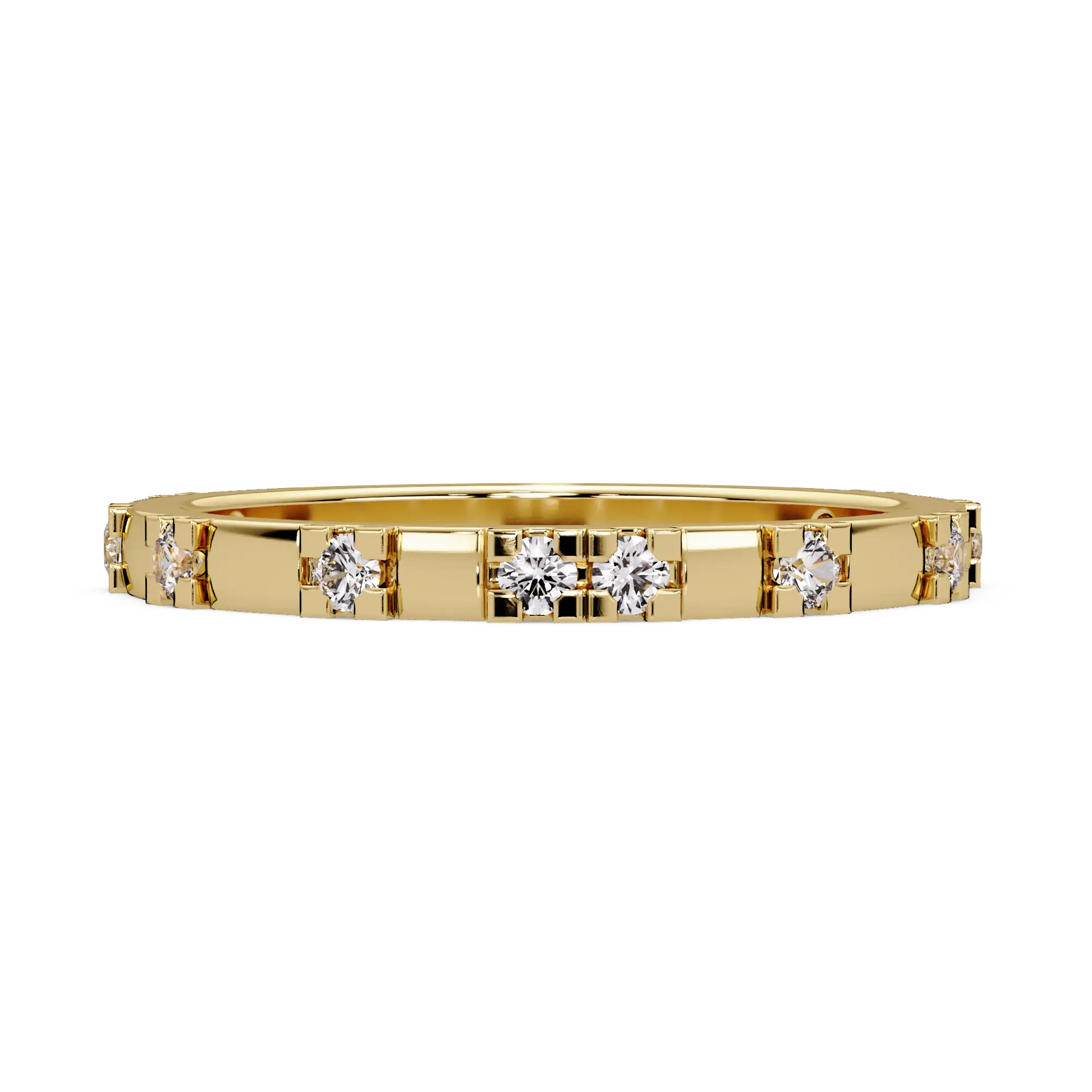 Lab Grown Diamond Wedding Band & Modern Geometric Diamond Stackable Ring