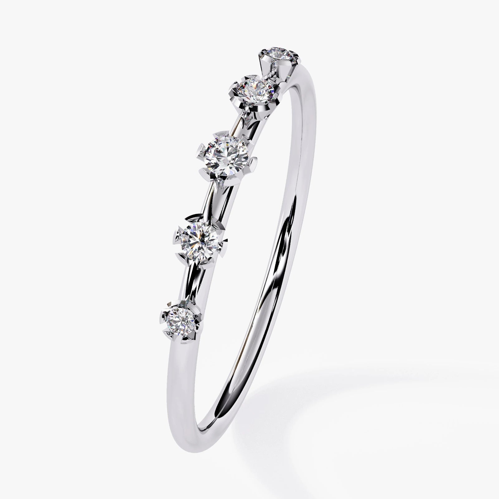 Lab Grown Diamond Wedding Band, Floating Diamond Stackable Band, Half Eternity Anniversary Gift