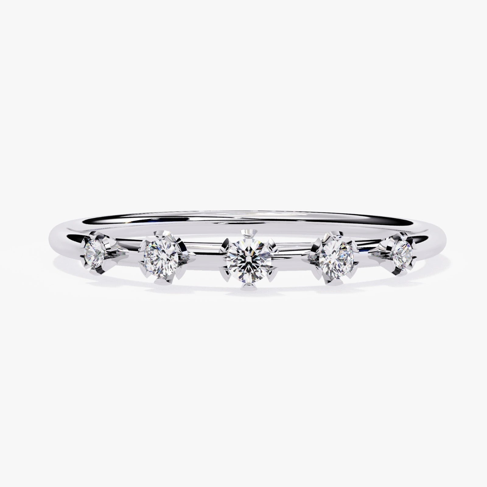 Lab Grown Diamond Wedding Band, Floating Diamond Stackable Band, Half Eternity Anniversary Gift