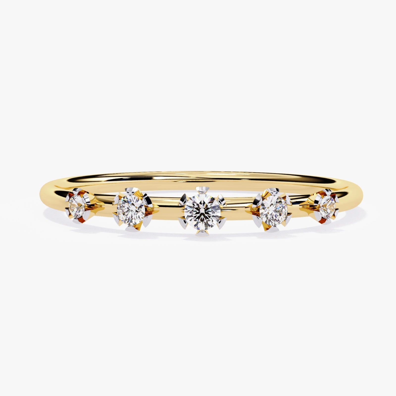 Lab Grown Diamond Wedding Band, Floating Diamond Stackable Band, Half Eternity Anniversary Gift