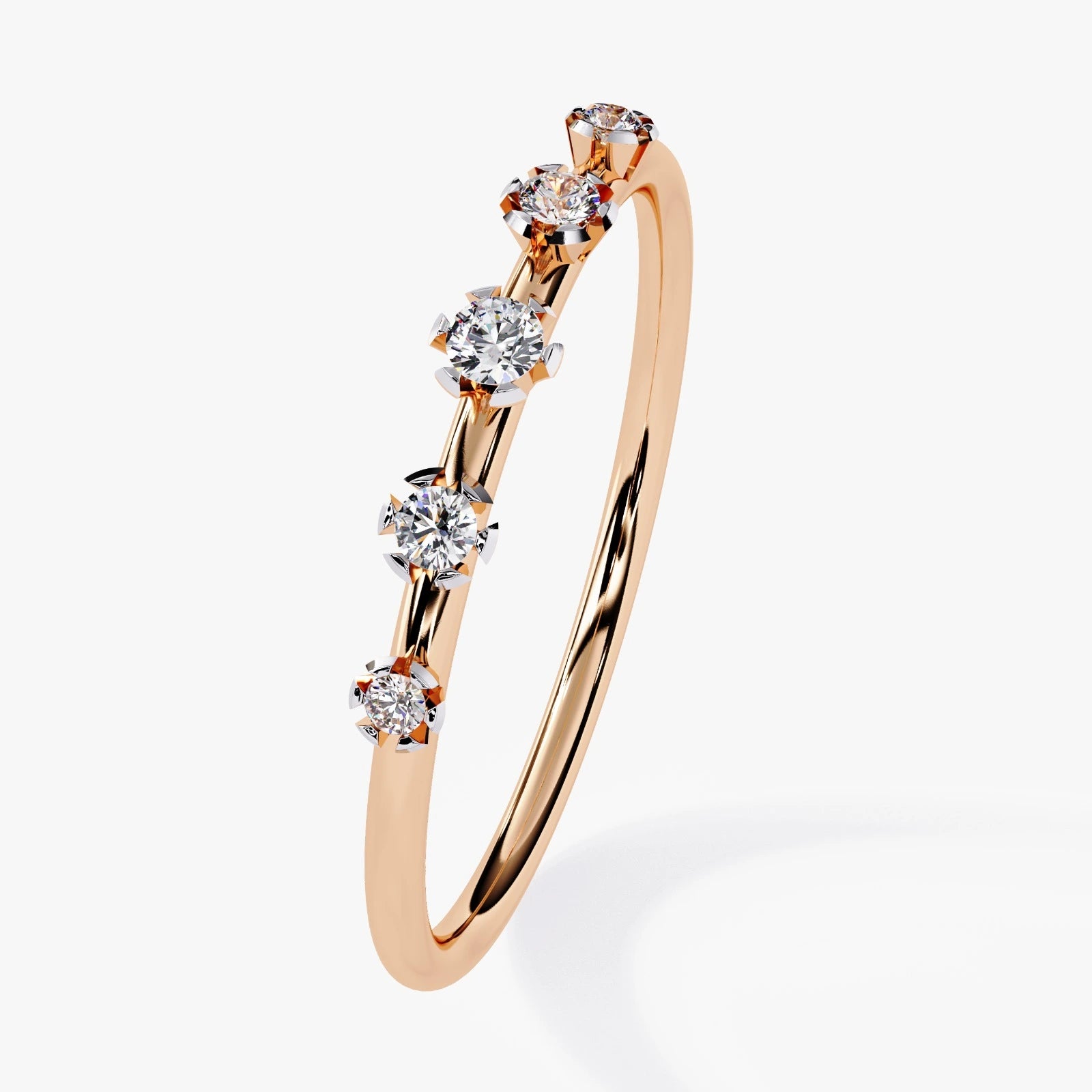 Lab Grown Diamond Wedding Band, Floating Diamond Stackable Band, Half Eternity Anniversary Gift