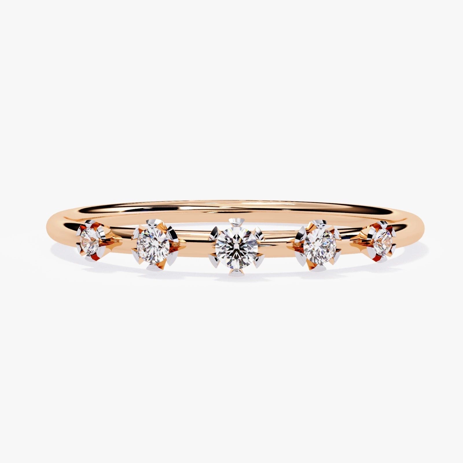 Lab Grown Diamond Wedding Band, Floating Diamond Stackable Band, Half Eternity Anniversary Gift