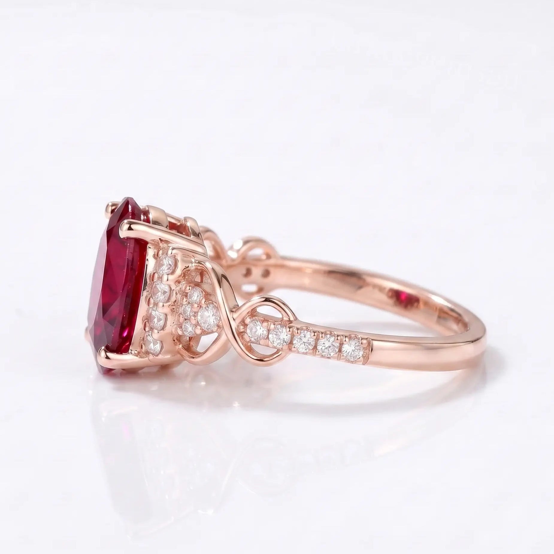 Luxury Oval Red Ruby Engagement Ring with Vintage-Inspired Setting