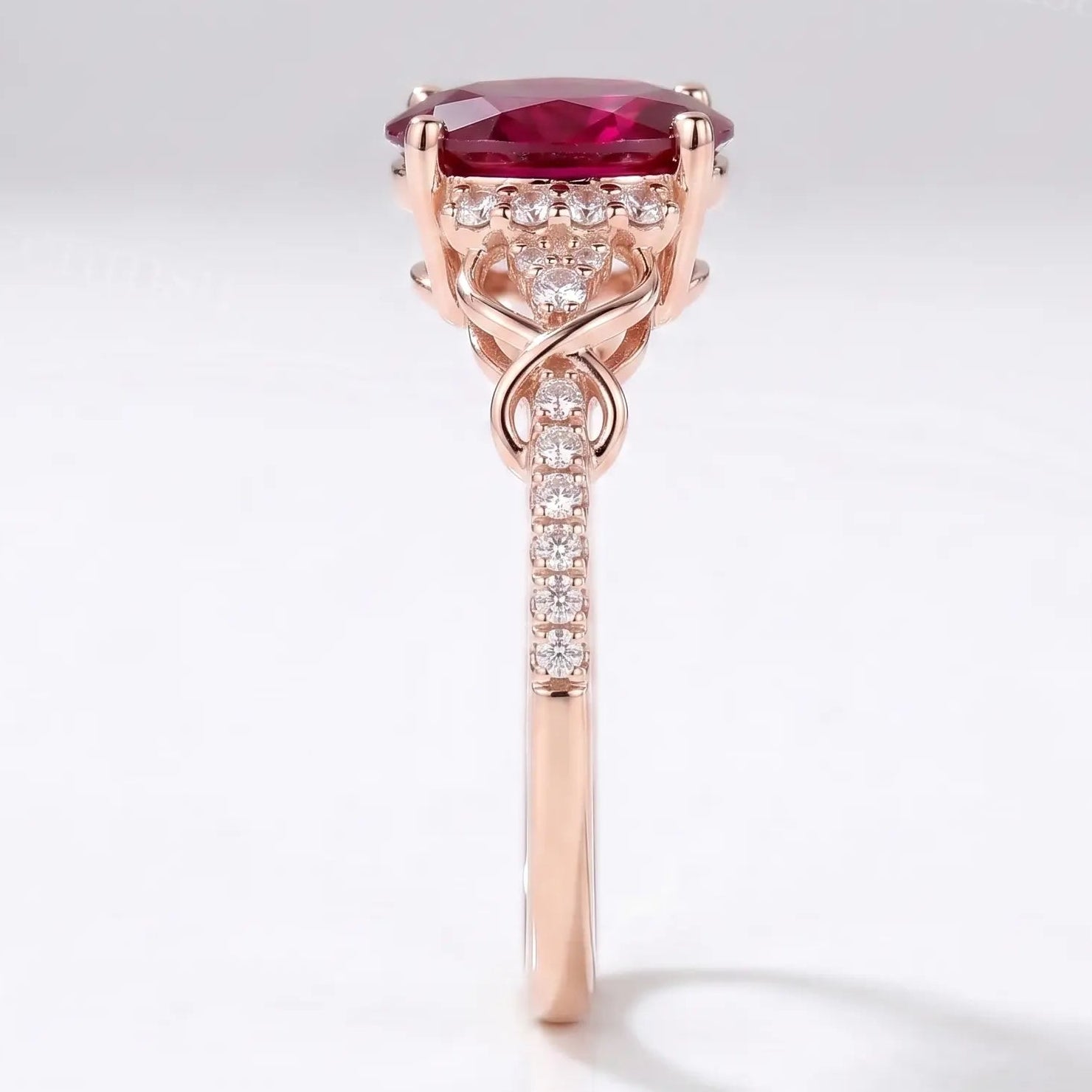Luxury Oval Red Ruby Engagement Ring with Vintage-Inspired Setting