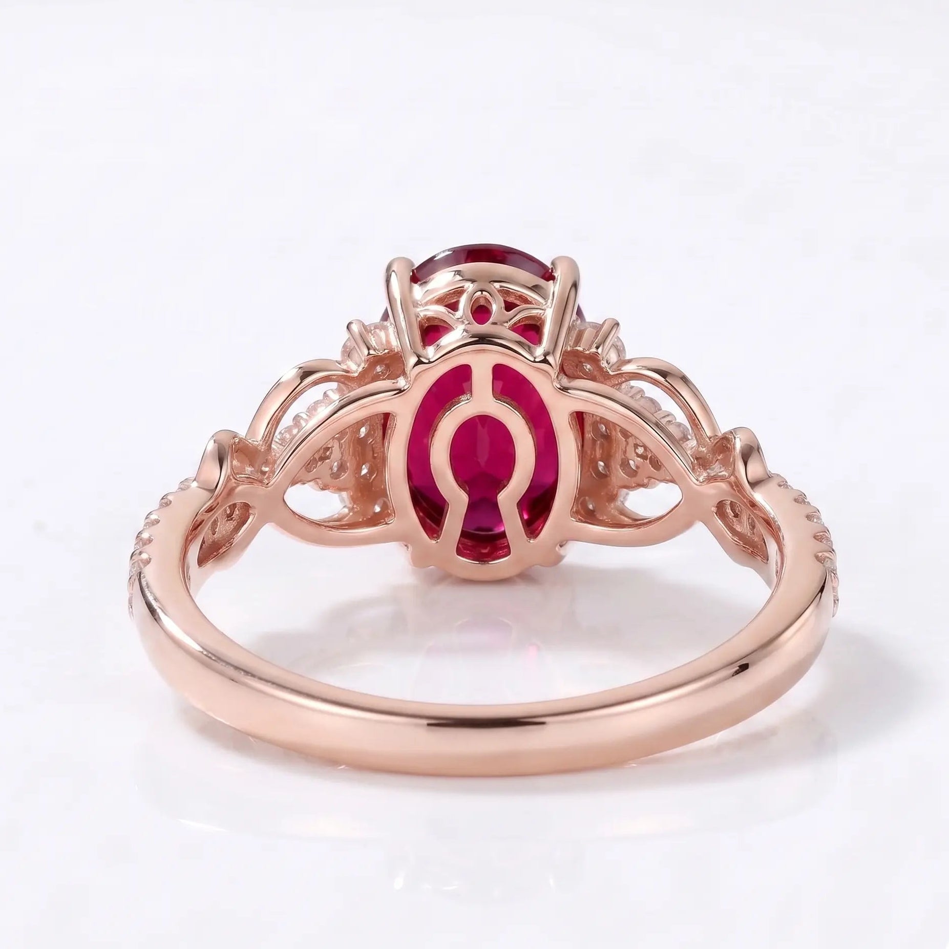 Luxury Oval Red Ruby Engagement Ring with Vintage-Inspired Setting