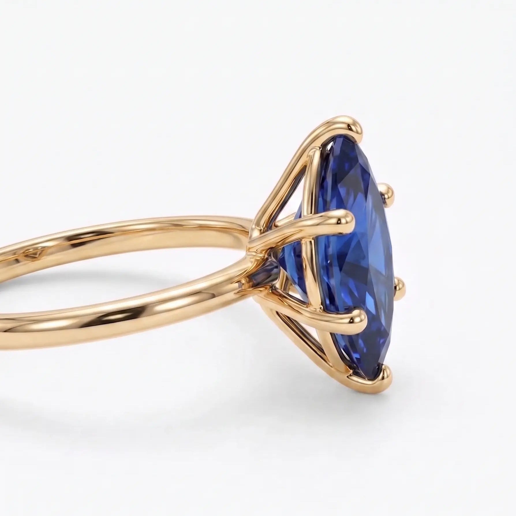 Marquise Blue Sapphire Solitaire Ring Engagement Ring  Unique Bridal Jewellery