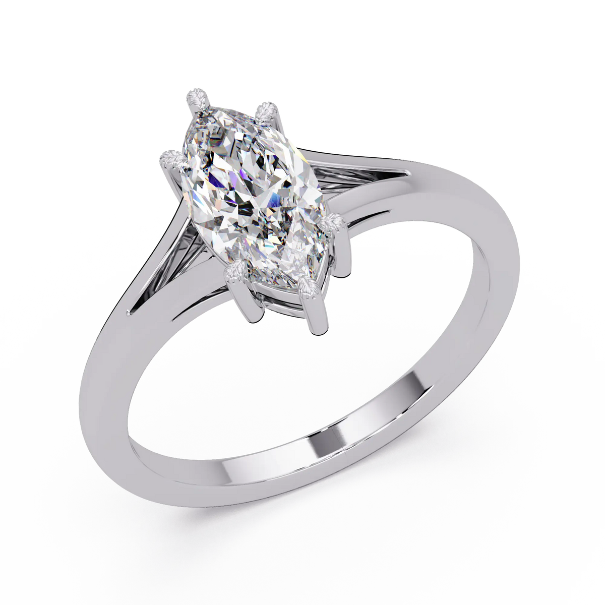 Marquise Cut Lab Grown Diamond Solitaire Engagement Ring, Classic Minimalist Bridal Ring, Unique Promise Ring