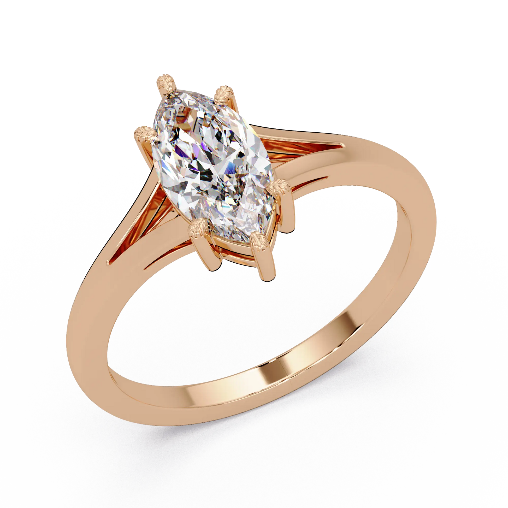 Marquise Cut Lab Grown Diamond Solitaire Engagement Ring, Classic Minimalist Bridal Ring, Unique Promise Ring