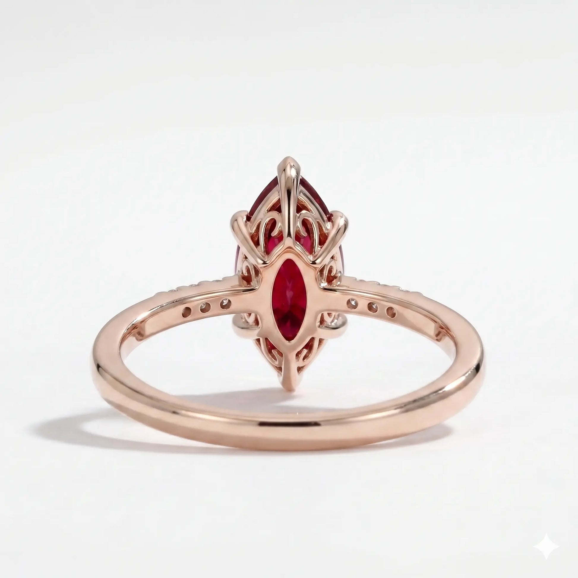 Marquise Cut Red Ruby Minimalist Engagement Ring with Diamond Accents, Dainty Ruby Solitaire Ring, Elegant Gemstone Ring for Women