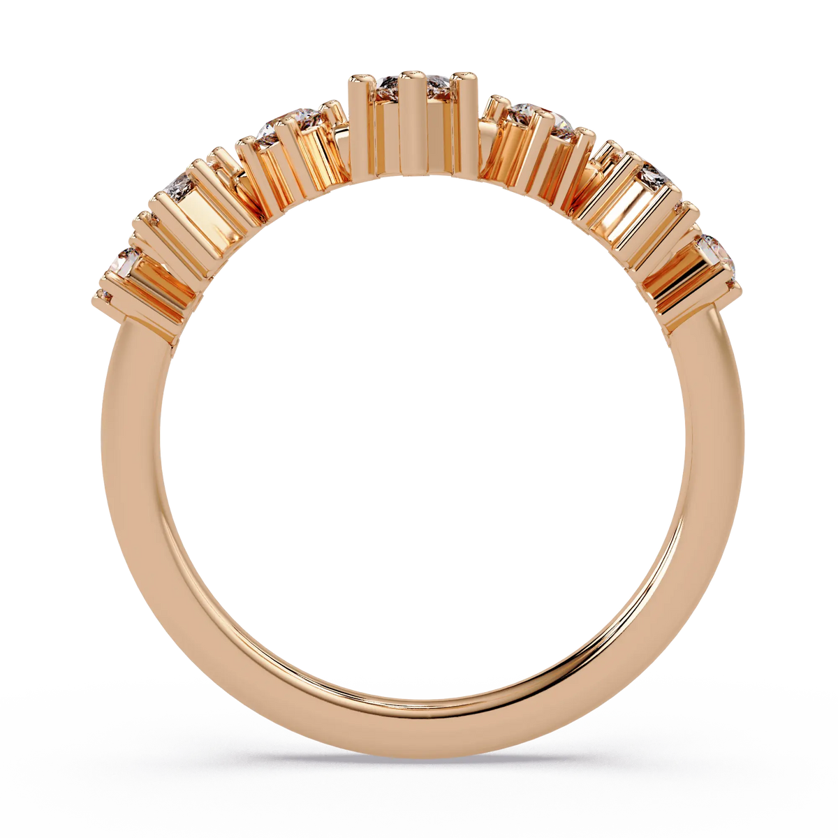 Marquise Diamond Curved Wedding Band & Crown Inspired Diamond Stacking Ring