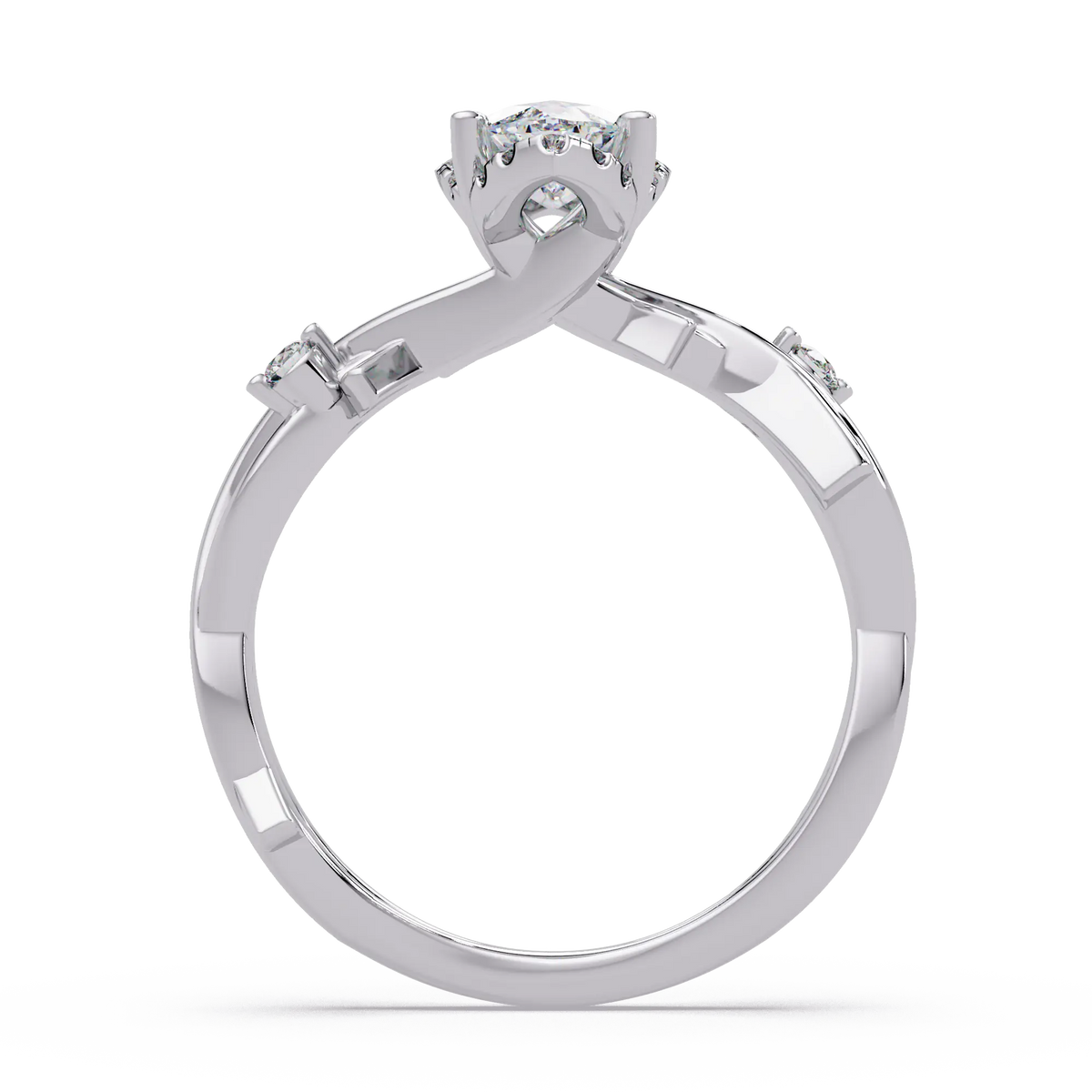 Marquise Diamond Halo Engagement Ring Twisted Infinity Rose Gold Ring