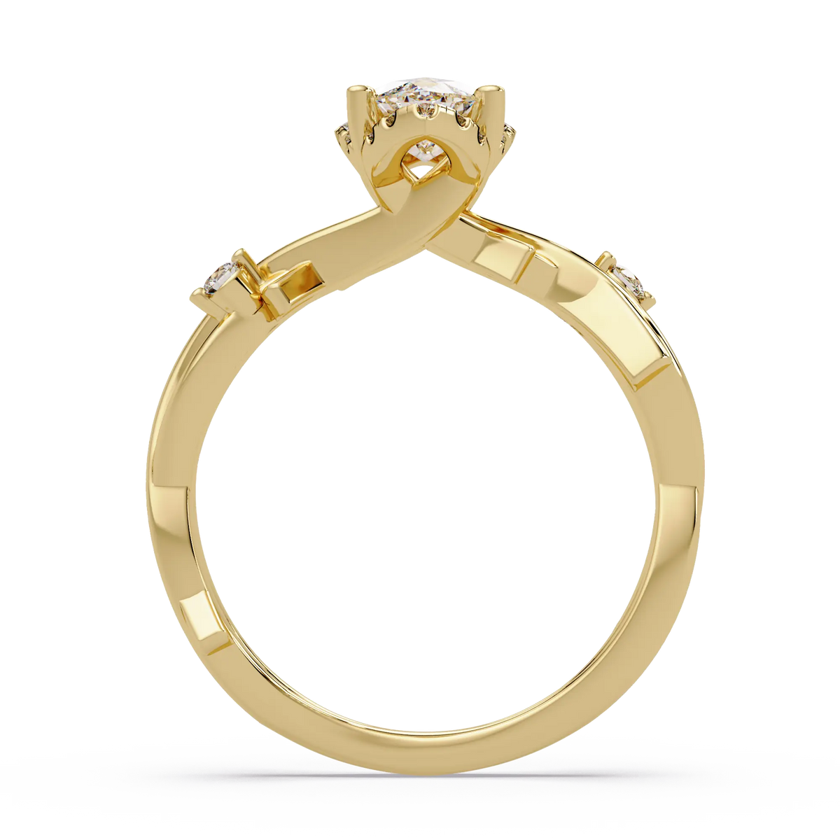 Marquise Diamond Halo Engagement Ring Twisted Infinity Rose Gold Ring