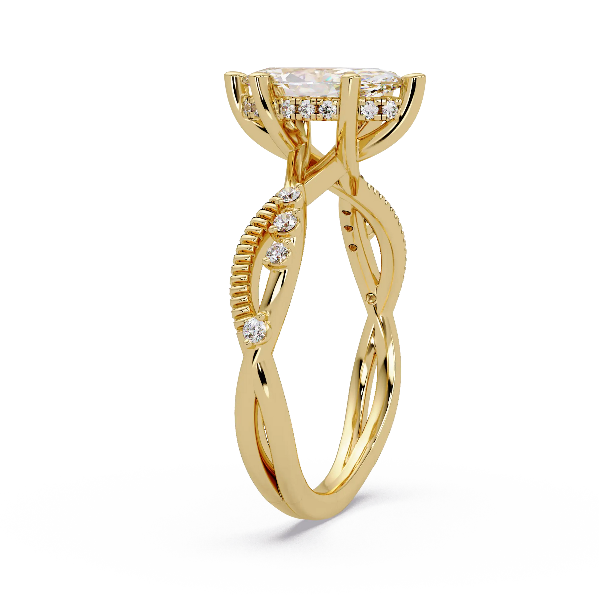 Marquise Diamond Engagement Ring Twisted Leaf Rose Gold Ring