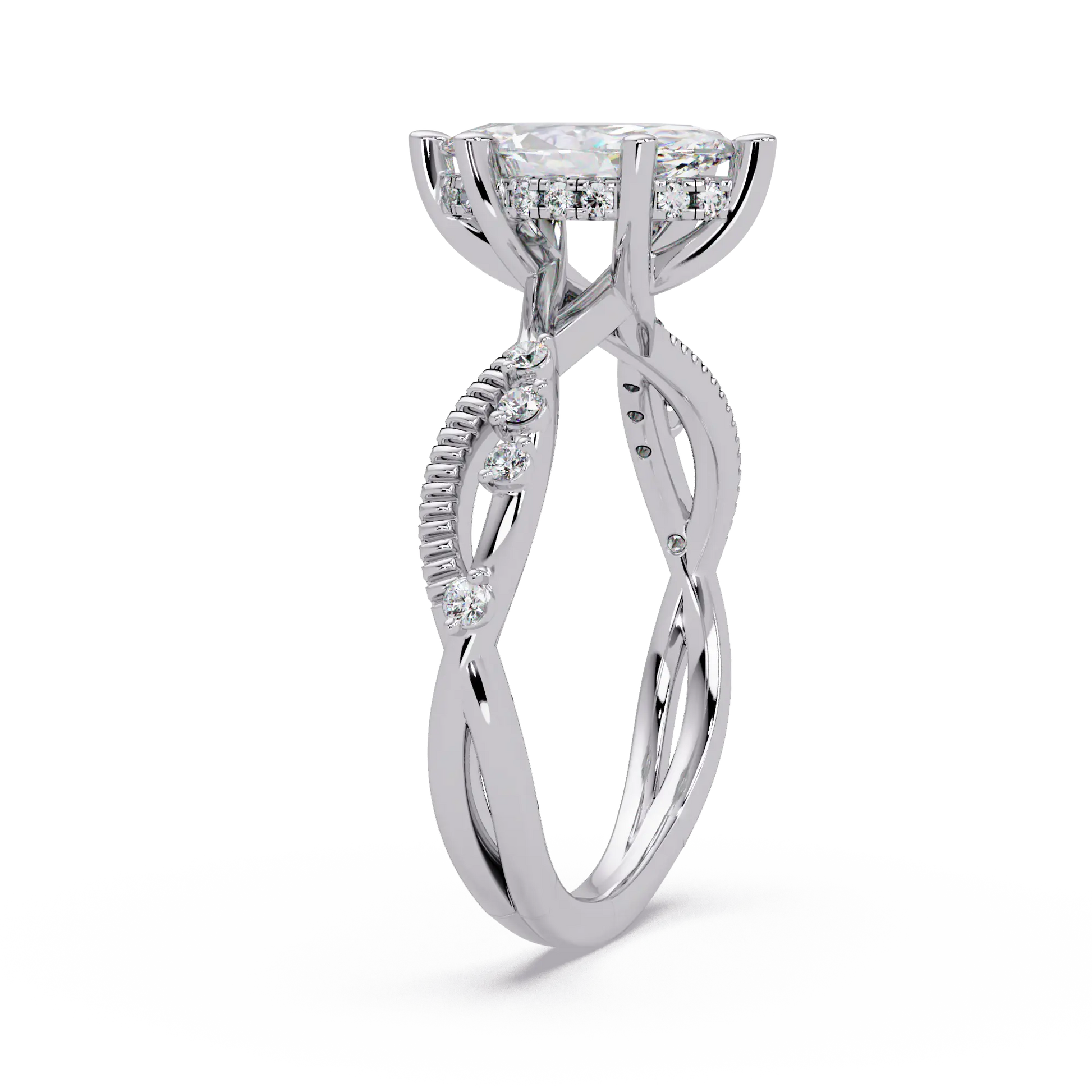 Marquise Diamond Engagement Ring Twisted Leaf Rose Gold Ring